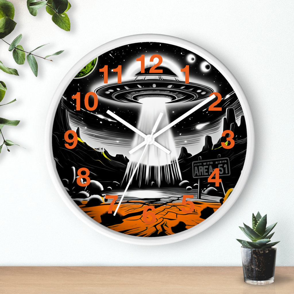 Alien Encounter Wall Clock, Unique Home Decor for Space Lovers, Retro Area 51 Theme, Perfect Gift for Sci-Fi Fans