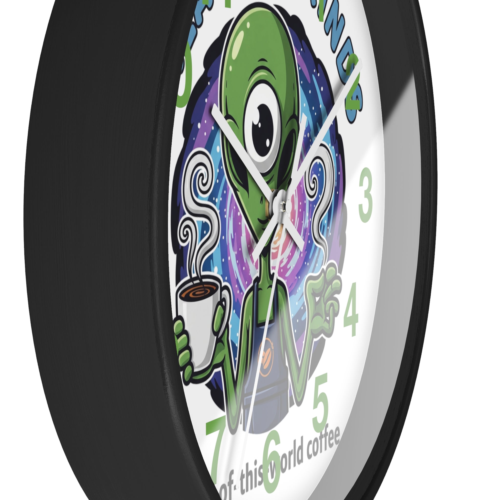 Out-of-This-World Alien Wall Clock | Galactic Grinds Decor | Fun Unique Timepiece for Coffee Lovers | Playful Gift Idea | Space Theme Home☕️