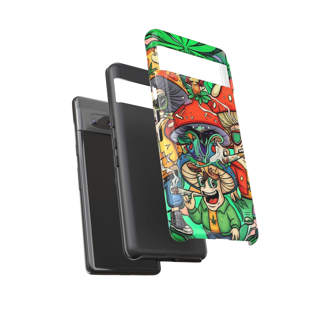 Vibrant Phone Case Featuring Funky Mushroom Art, Tough Cases, Trendy Accessories, Unique Gifts, Eclectic Style, Phone Protection Printify
