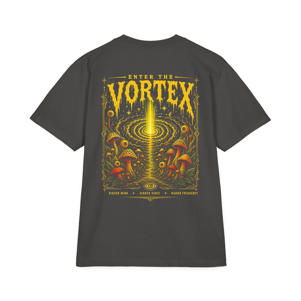 Higher Frequency Enter the Vortex Tee – Psychedelic Mushroom Drop-Shoulder T-Shirt