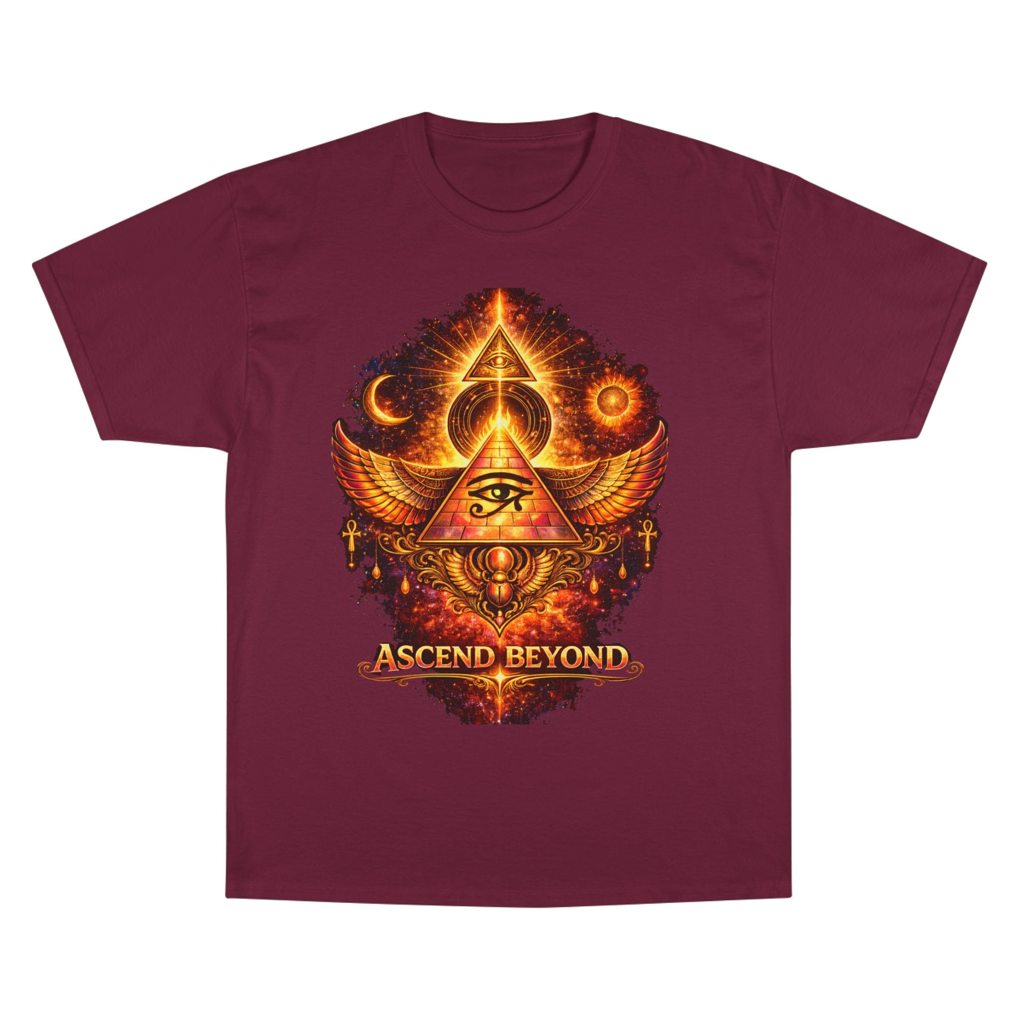 Ascend Beyond Graphic T-Shirt — Egyptian Eye Pyramid Spiritual Tee Printify
