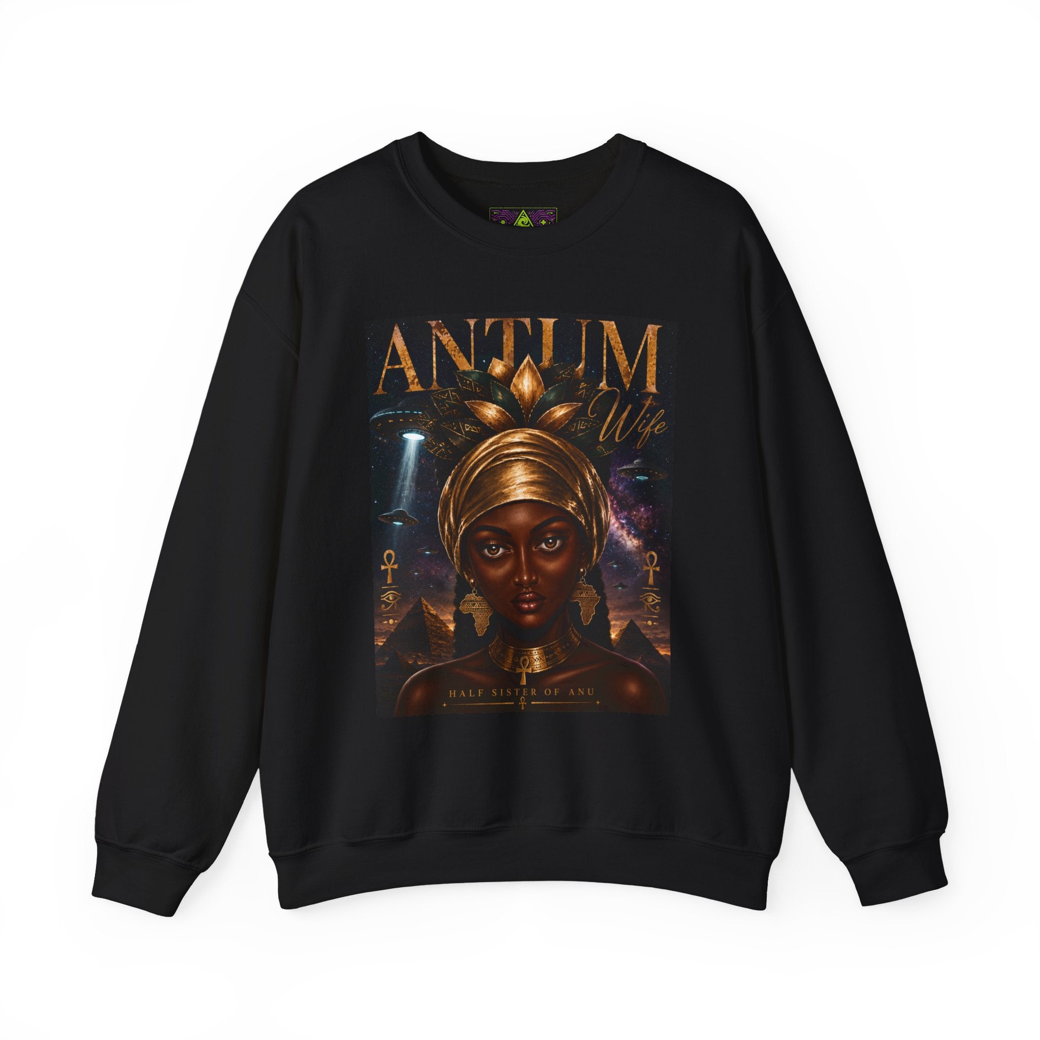 Crewneck Sweatshirt — 'Anitum' Afrocentric Goddess Portrait Crewneck