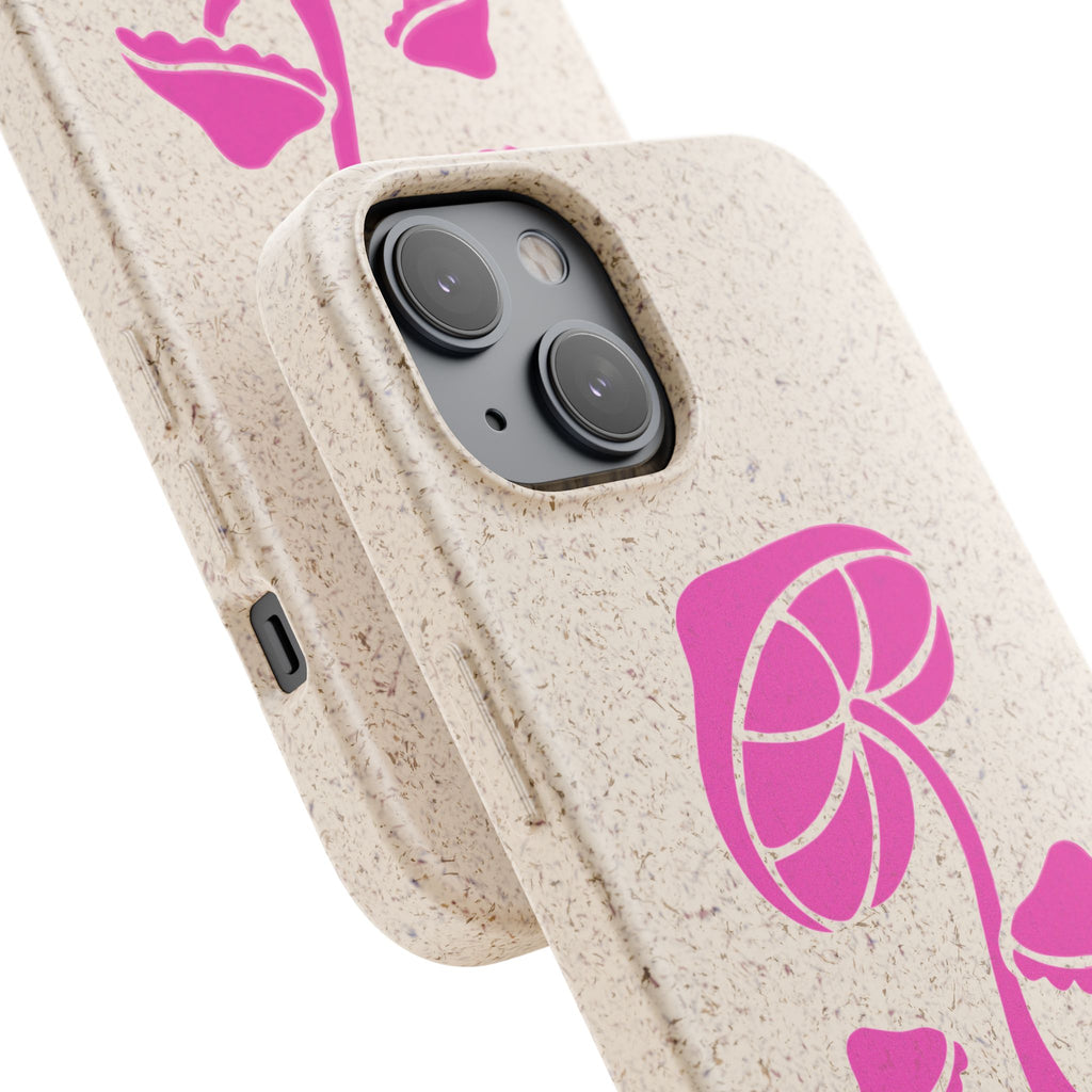 Eco-Friendly Phone Case with Pink Mushroom Design, Biodegradable Phone Cover, Sustainable Gift for Nature Lovers, Earth Day Gift, Cute Phone