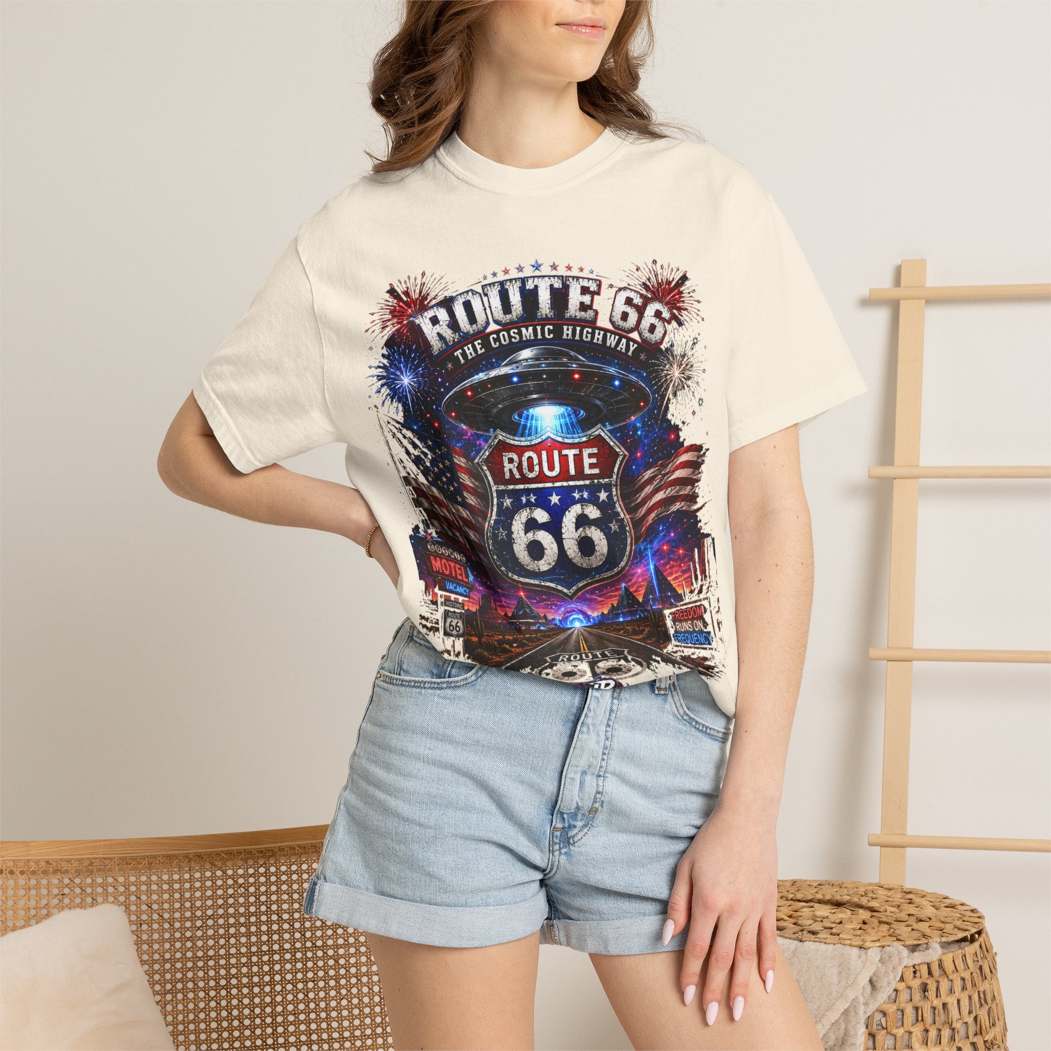 Route 66 Vintage Graphic T-Shirt — The Cosmic Highway Road Trip Tee