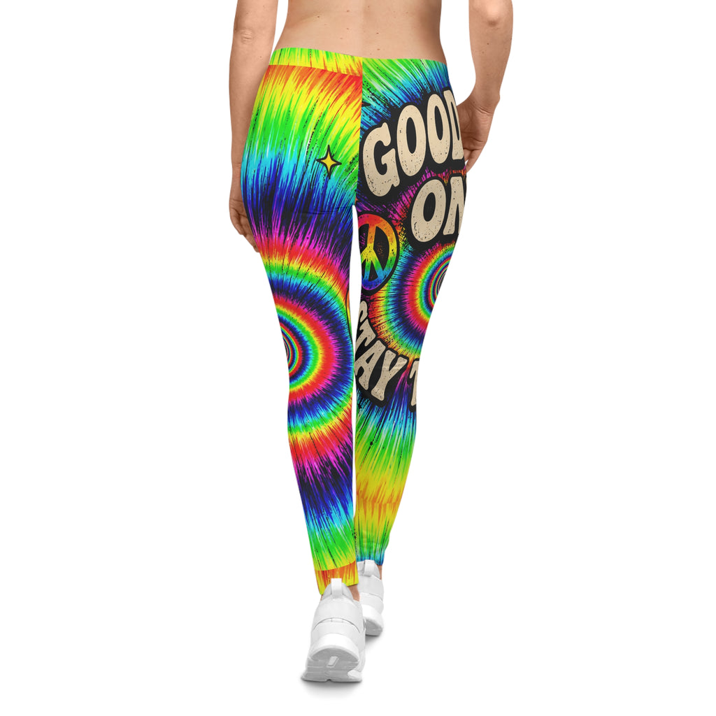 Tie-Dye Peace Vibes Leggings — "Good Vibes Only, Stay Trippy"