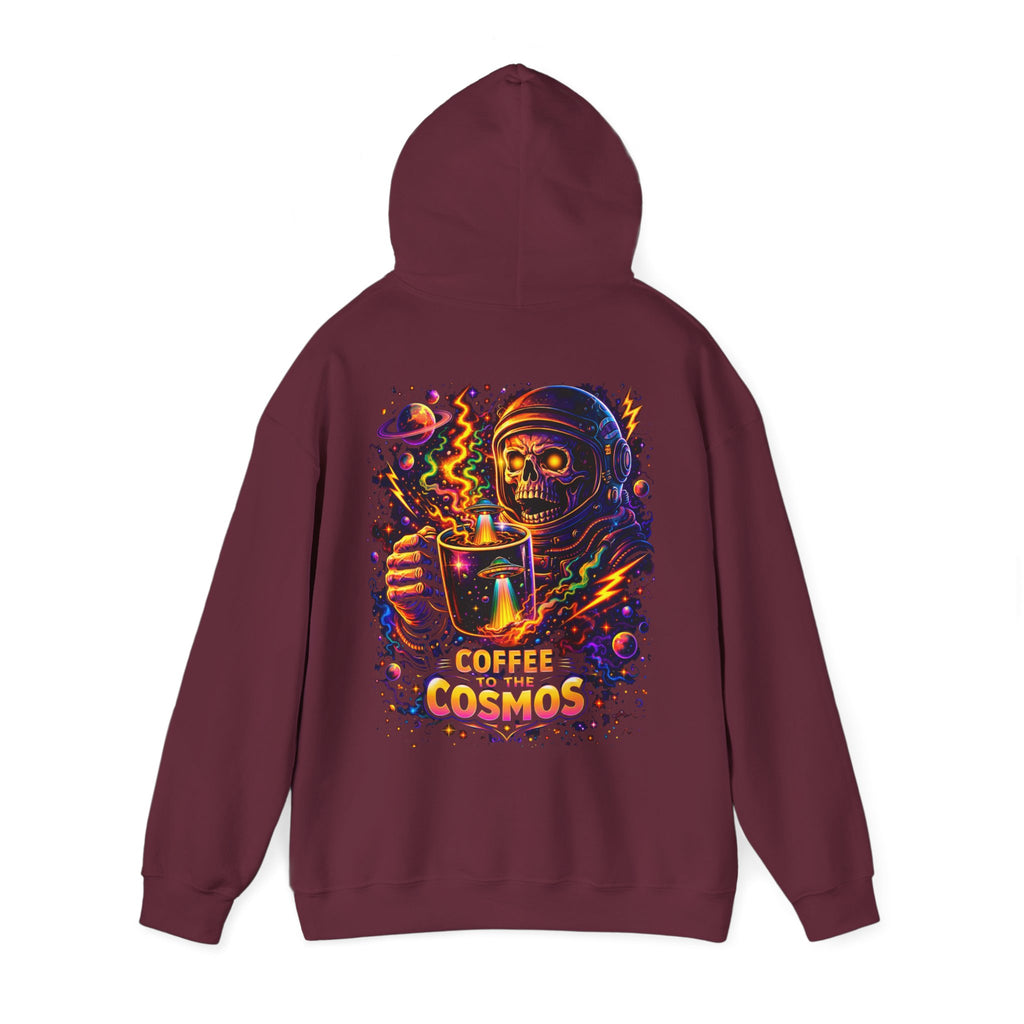 Cosmic Coffee Hoodie — "Coffee to the Cosmos" Astronaut Skull Graphic Hoodie Printify