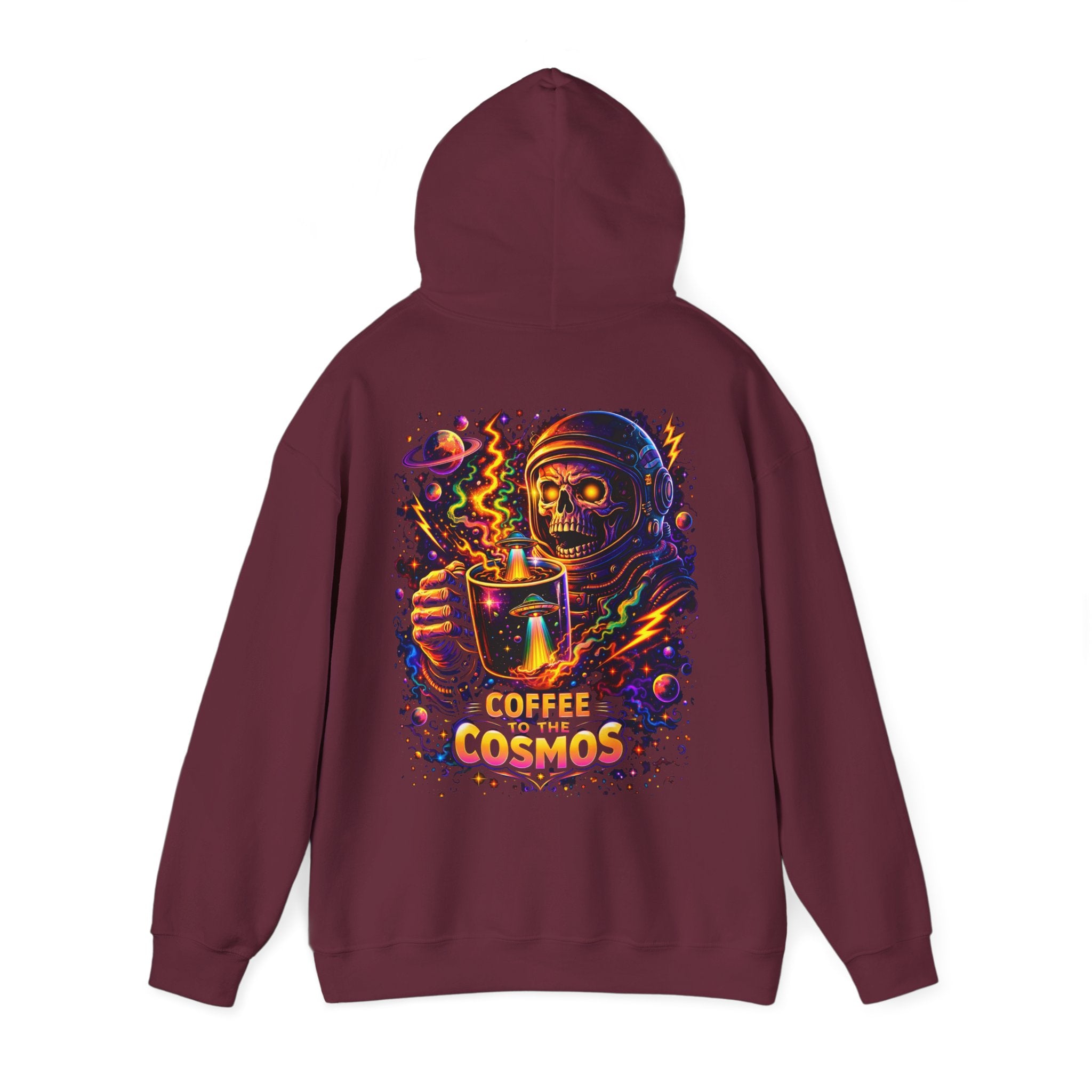 Cosmic Coffee Hoodie — "Coffee to the Cosmos" Astronaut Skull Graphic Hoodie Printify