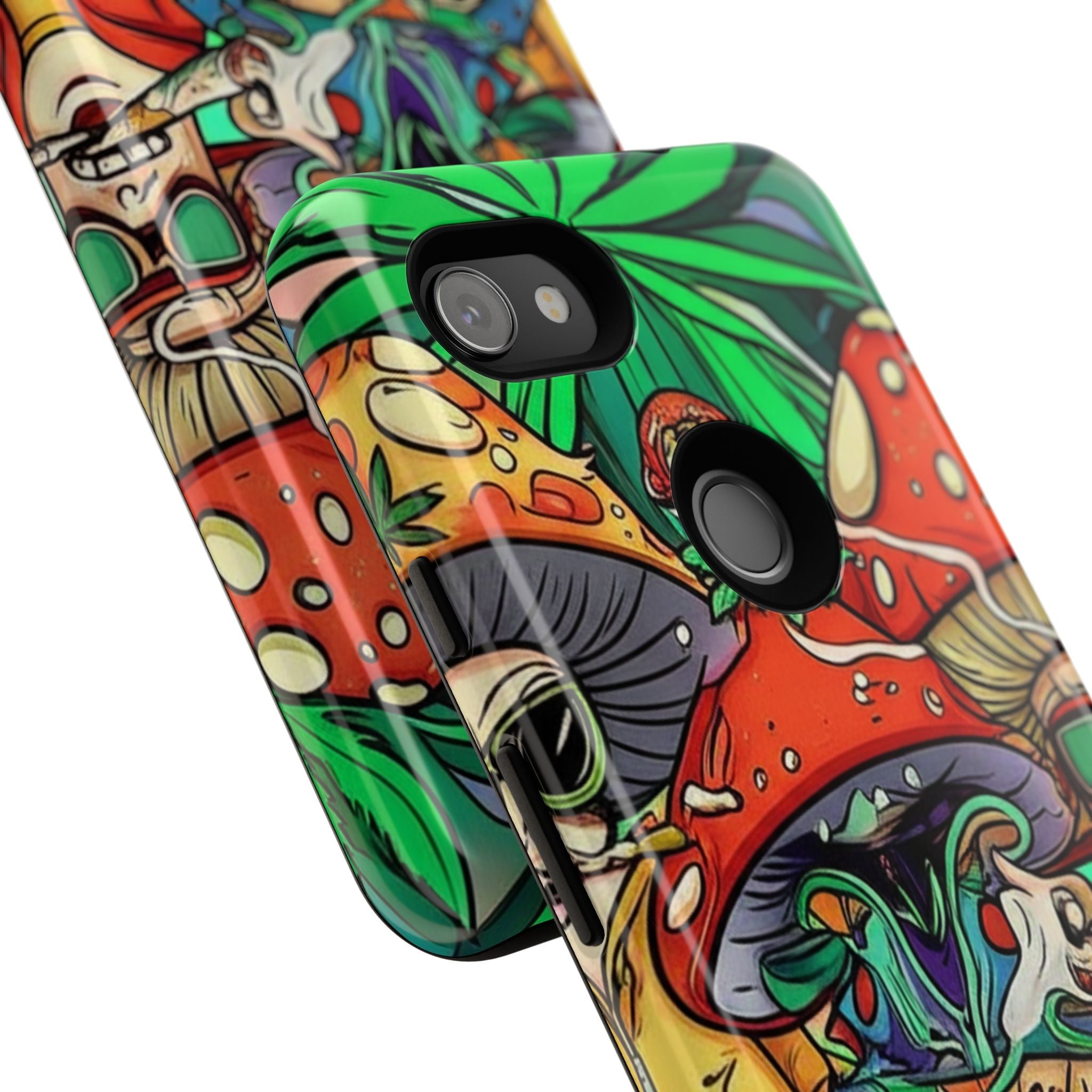Vibrant Phone Case Featuring Funky Mushroom Art, Tough Cases, Trendy Accessories, Unique Gifts, Eclectic Style, Phone Protection Printify