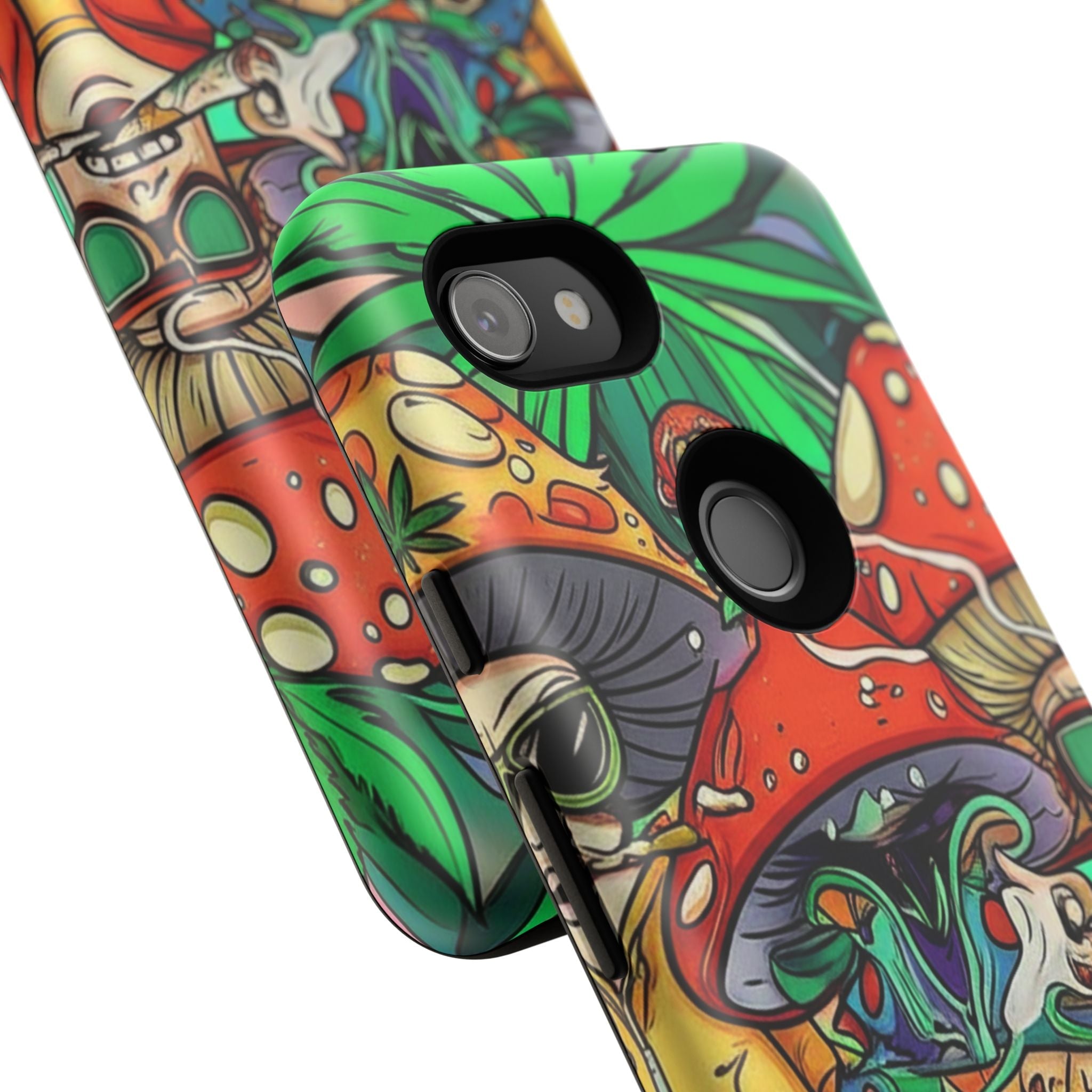 Vibrant Phone Case Featuring Funky Mushroom Art, Tough Cases, Trendy Accessories, Unique Gifts, Eclectic Style, Phone Protection Printify