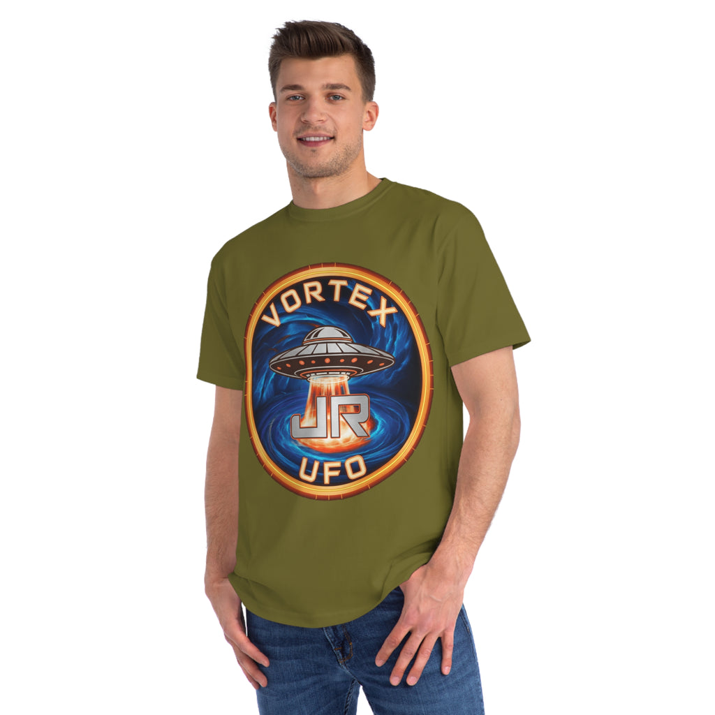 Vortex UFO JR Patch T‑Shirt — Retro UFO Badge Graphic Tee Printify