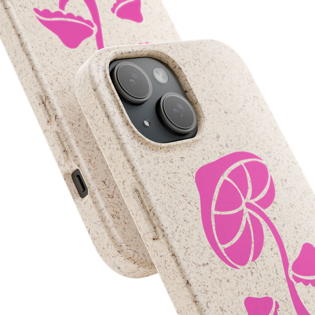 Eco-Friendly Phone Case with Pink Mushroom Design, Biodegradable Phone Cover, Sustainable Gift for Nature Lovers, Earth Day Gift, Cute Phone