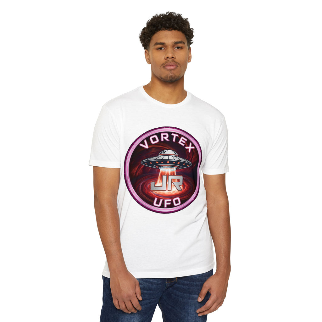 UFO Vortex Logo T-Shirt — Retro Alien Spacecraft Graphic Tee Printify