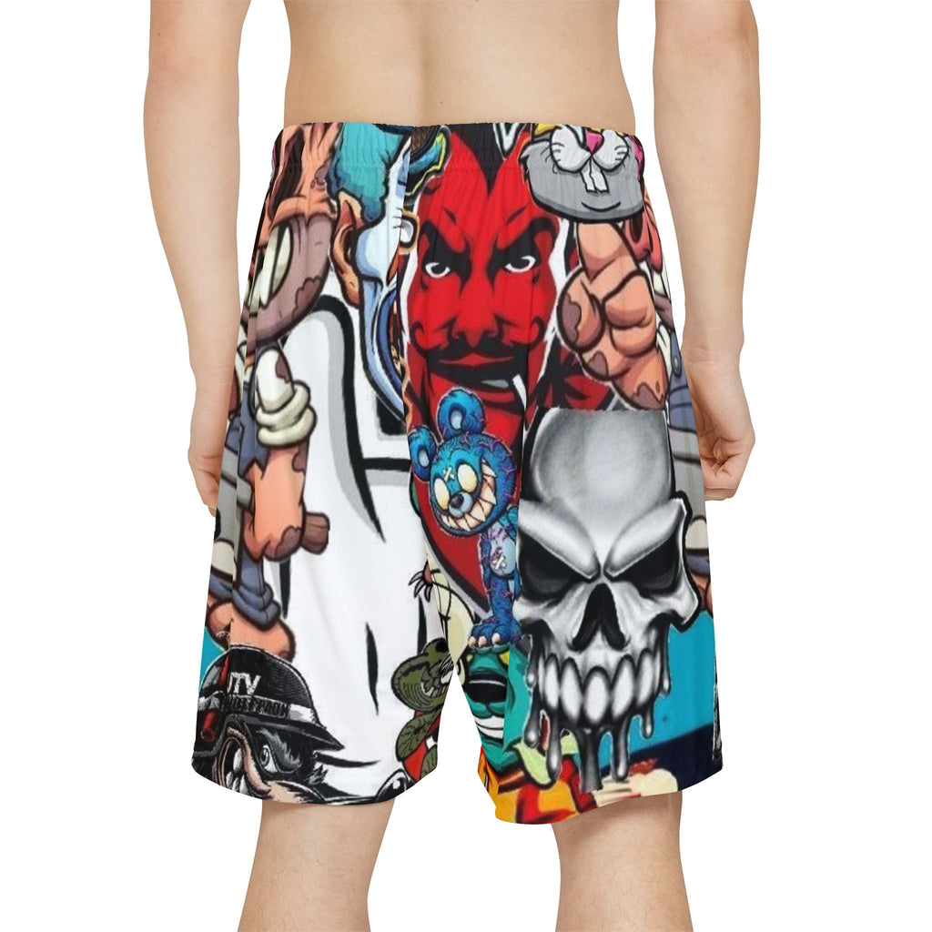 Vibrant Graphic Men's Sports Shorts - Street Art Inspired🍄 Printify