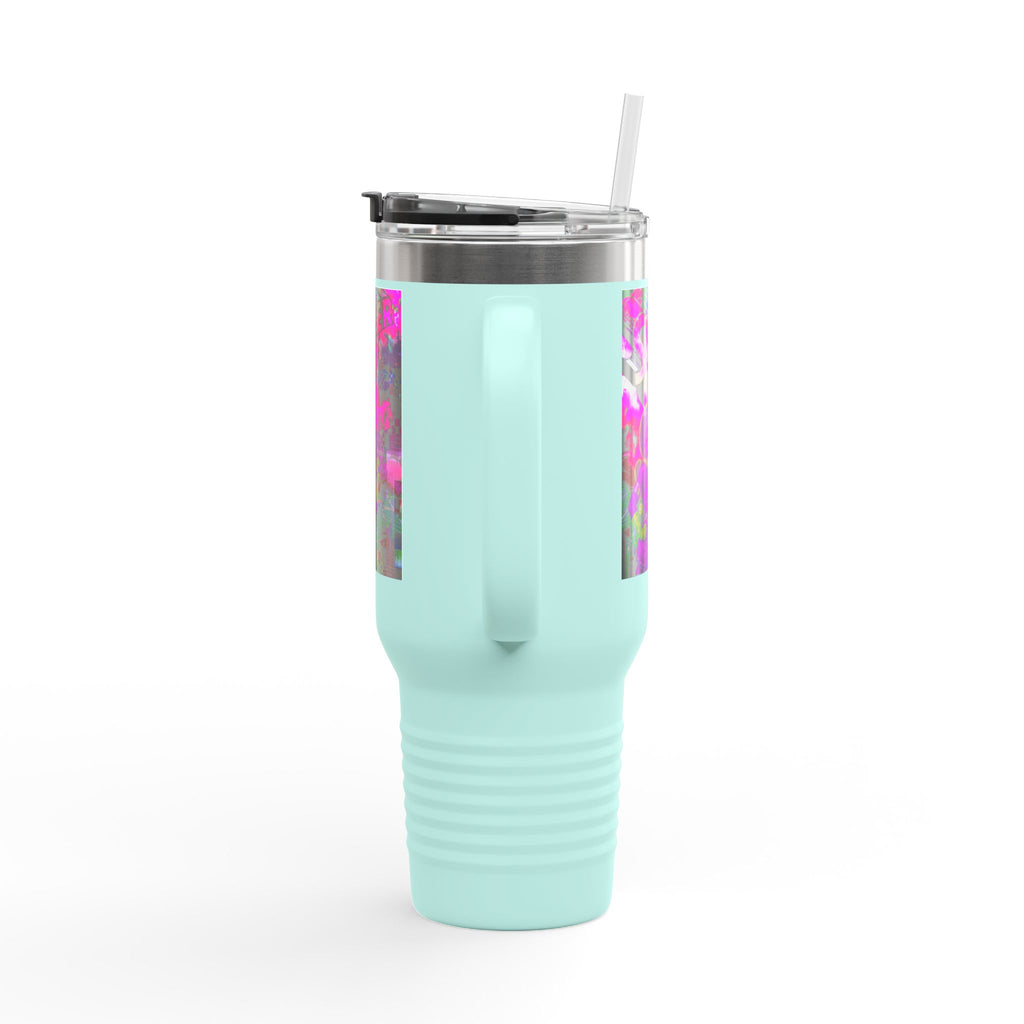 40oz Travel Mug — Neon 'Super Girl' Retro Comic Design