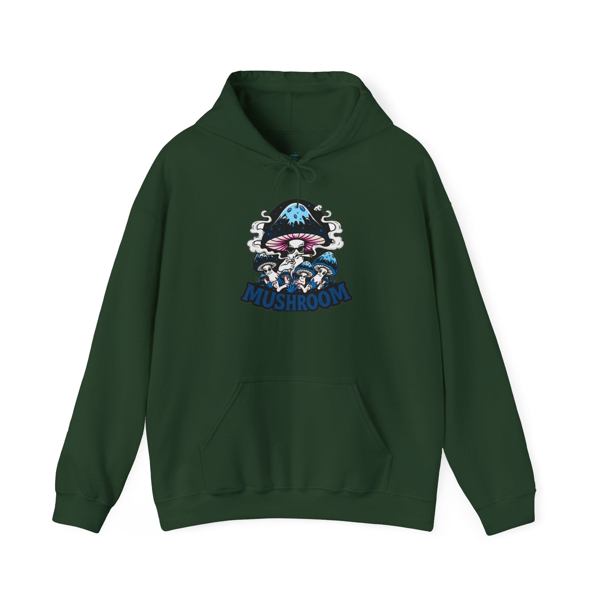 Blue Mushroom Hoodie — Mystical Fungi Graphic Sweatshirt