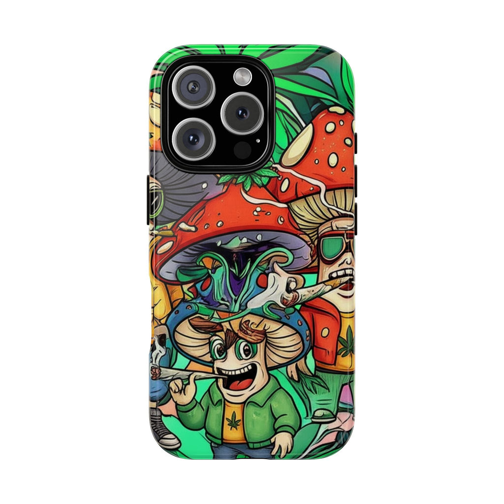 Vibrant Phone Case Featuring Funky Mushroom Art, Tough Cases, Trendy Accessories, Unique Gifts, Eclectic Style, Phone Protection Printify