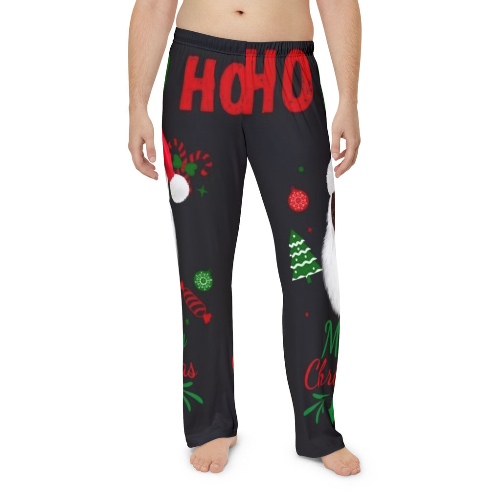 Men's Christmas Pajama Pants – Black Santa 'Ho Ho' Holiday Sleep Lounge Pants