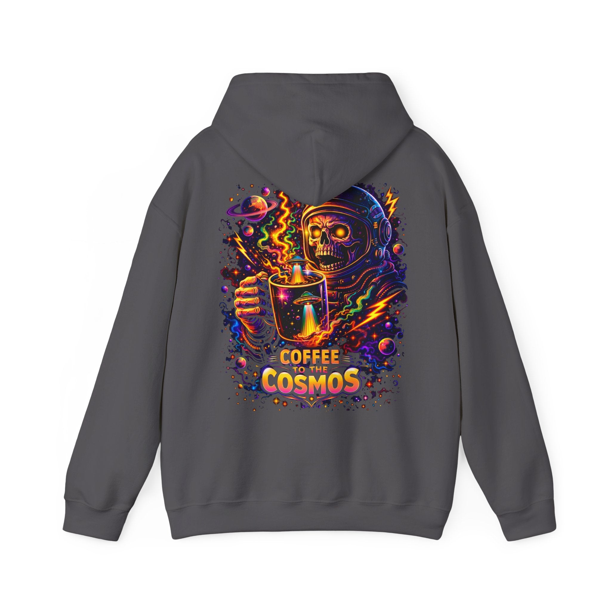 Cosmic Coffee Hoodie — "Coffee to the Cosmos" Astronaut Skull Graphic Hoodie Printify