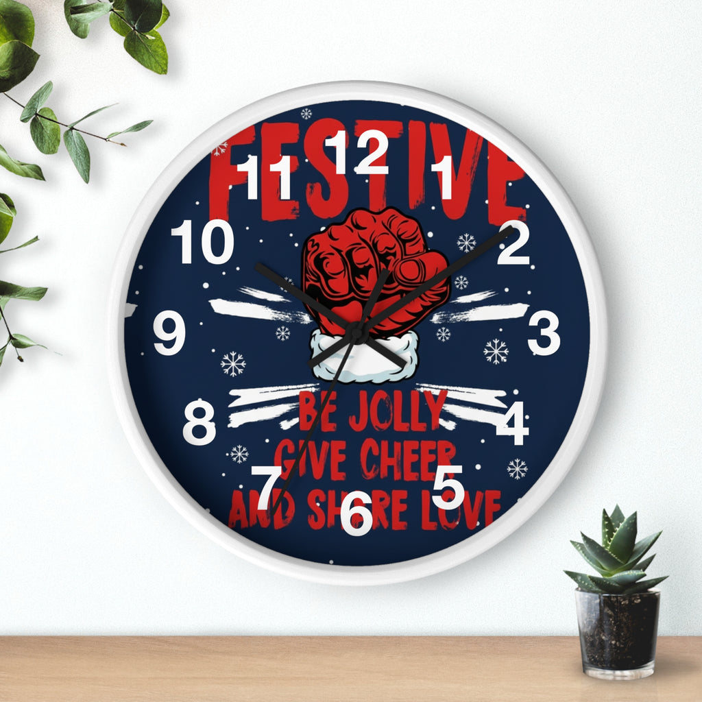 Festive Holiday Wall Clock — "Be Jolly, Give Cheer and Share Love"