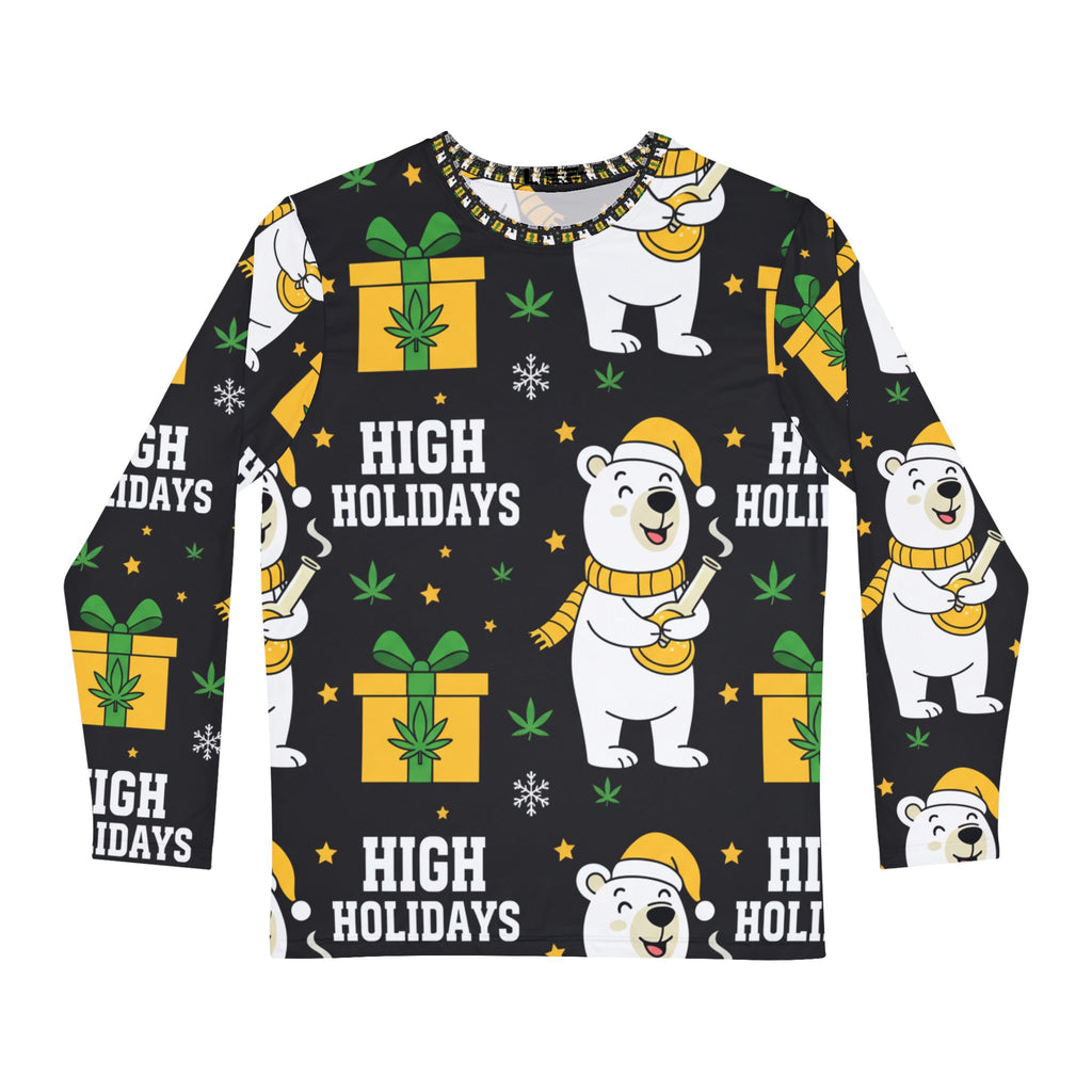 High Holidays Polar Bear Long Sleeve — Cannabis Gift Holiday Shirt