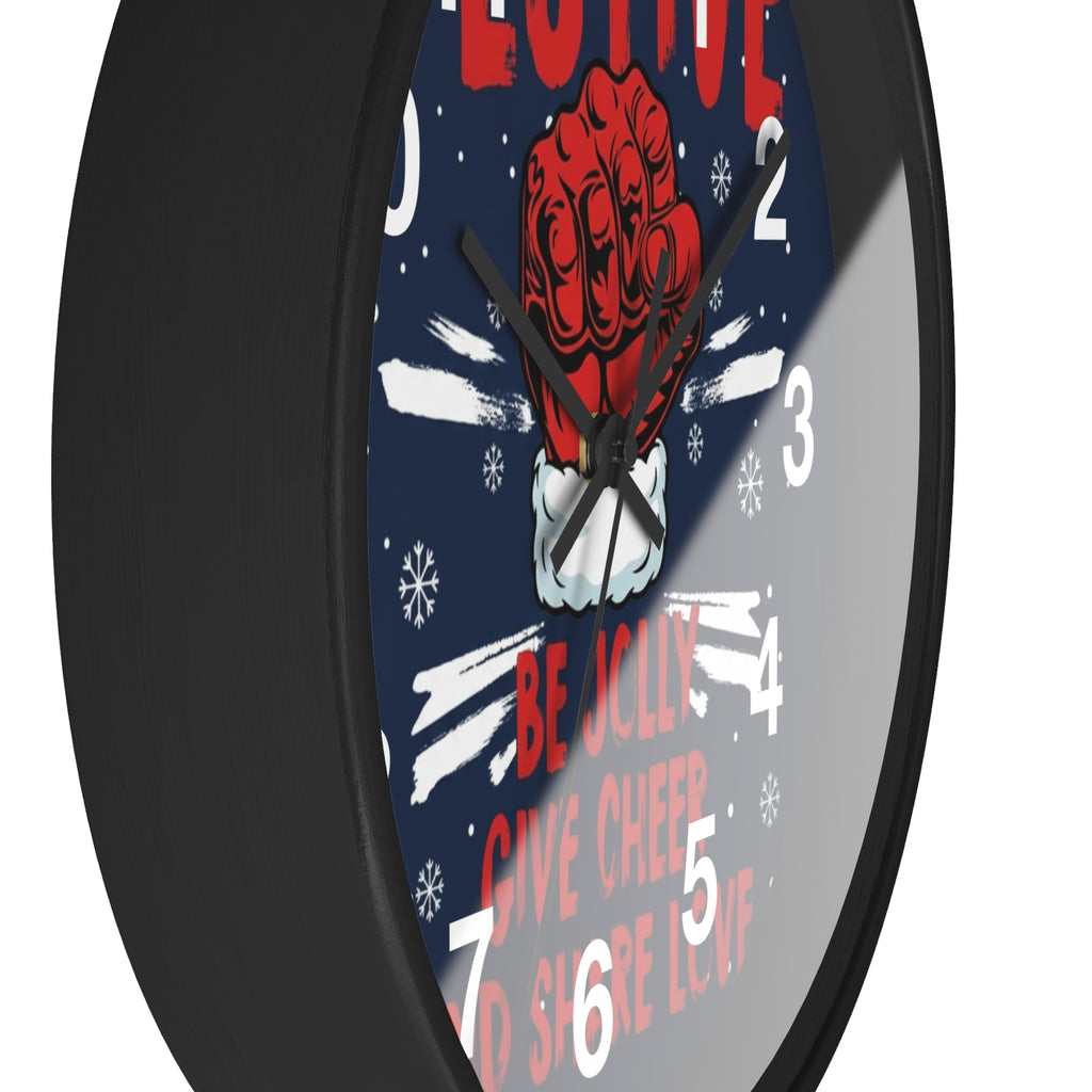Festive Holiday Wall Clock — "Be Jolly, Give Cheer and Share Love"
