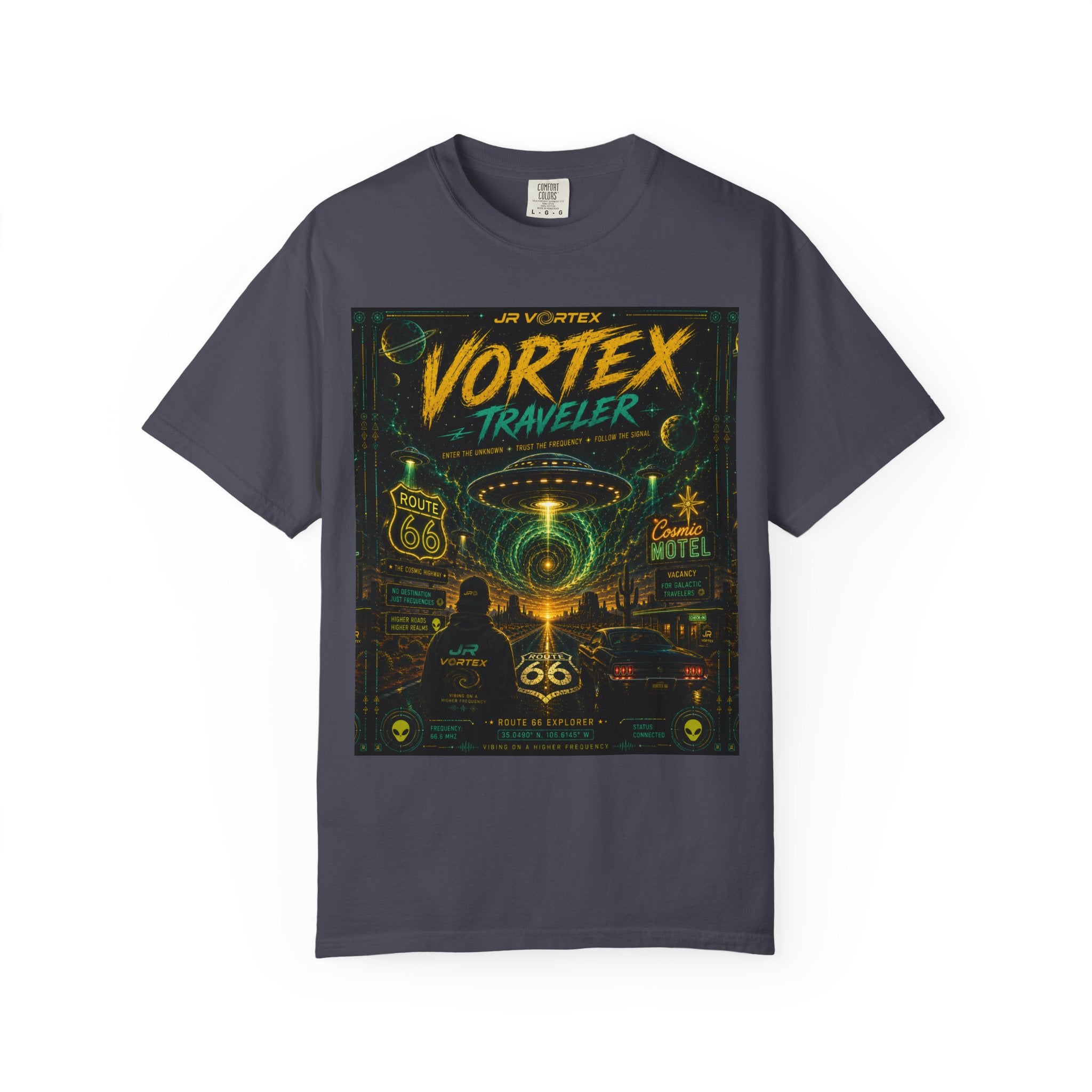 Vortex Traveler T-Shirt — Retro Sci‑Fi Roadtrip Graphic Tee