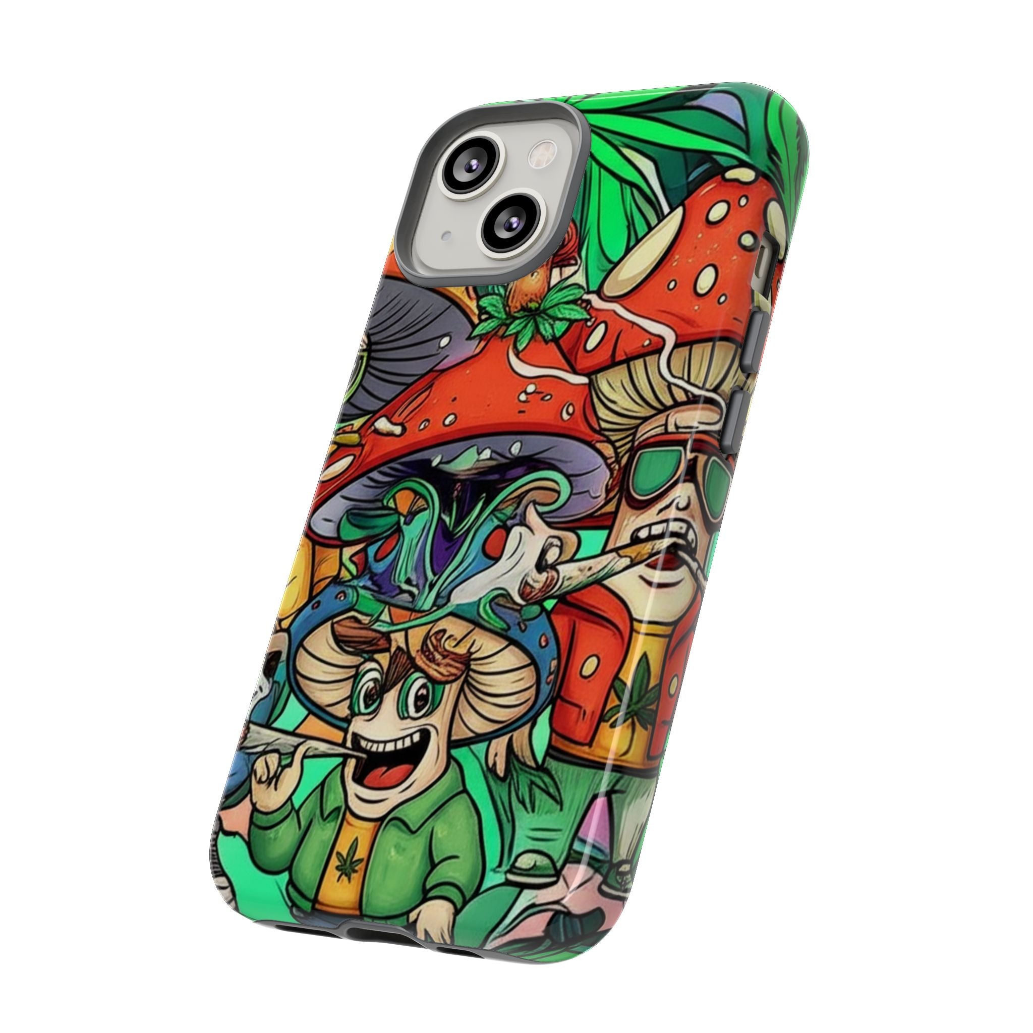 Vibrant Phone Case Featuring Funky Mushroom Art, Tough Cases, Trendy Accessories, Unique Gifts, Eclectic Style, Phone Protection Printify