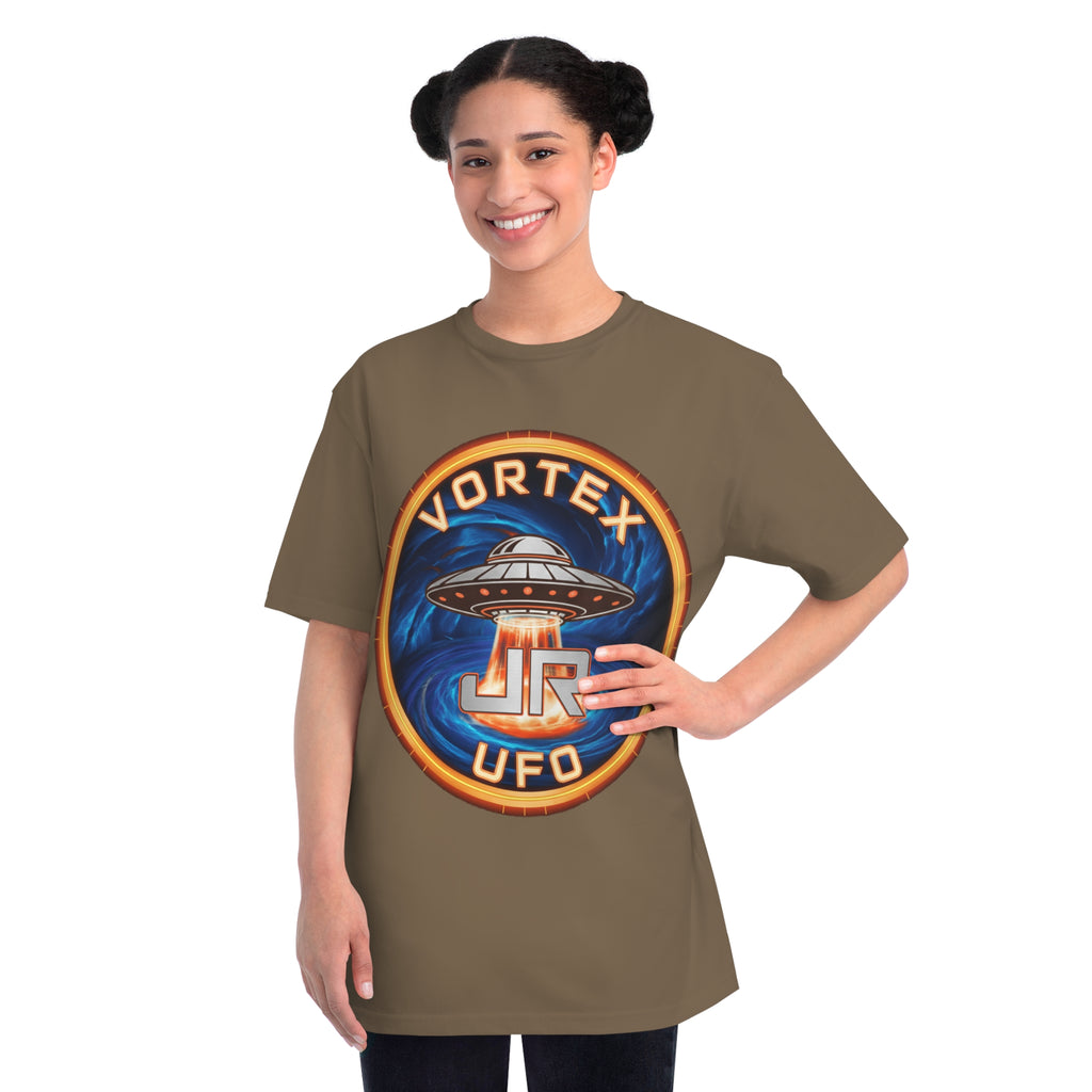 Vortex UFO JR Patch T‑Shirt — Retro UFO Badge Graphic Tee Printify