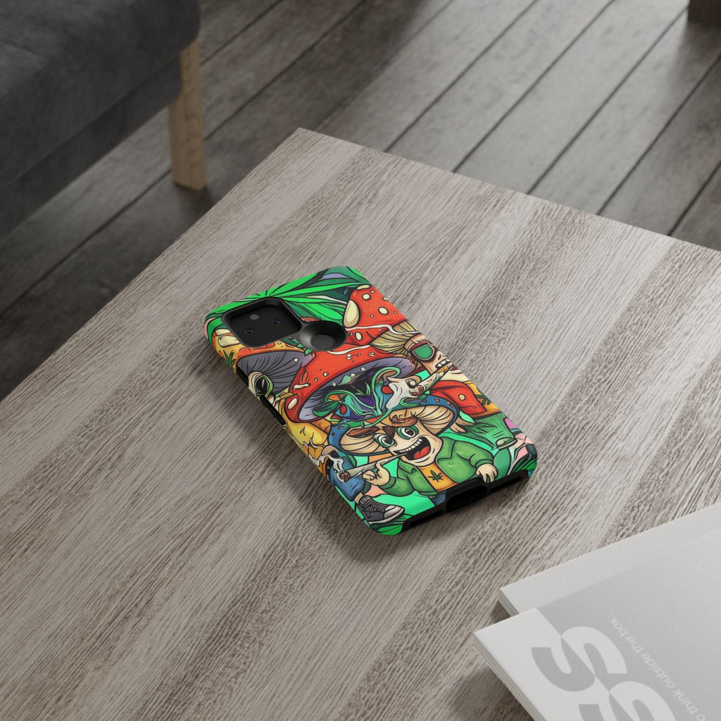 Vibrant Phone Case Featuring Funky Mushroom Art, Tough Cases, Trendy Accessories, Unique Gifts, Eclectic Style, Phone Protection Printify