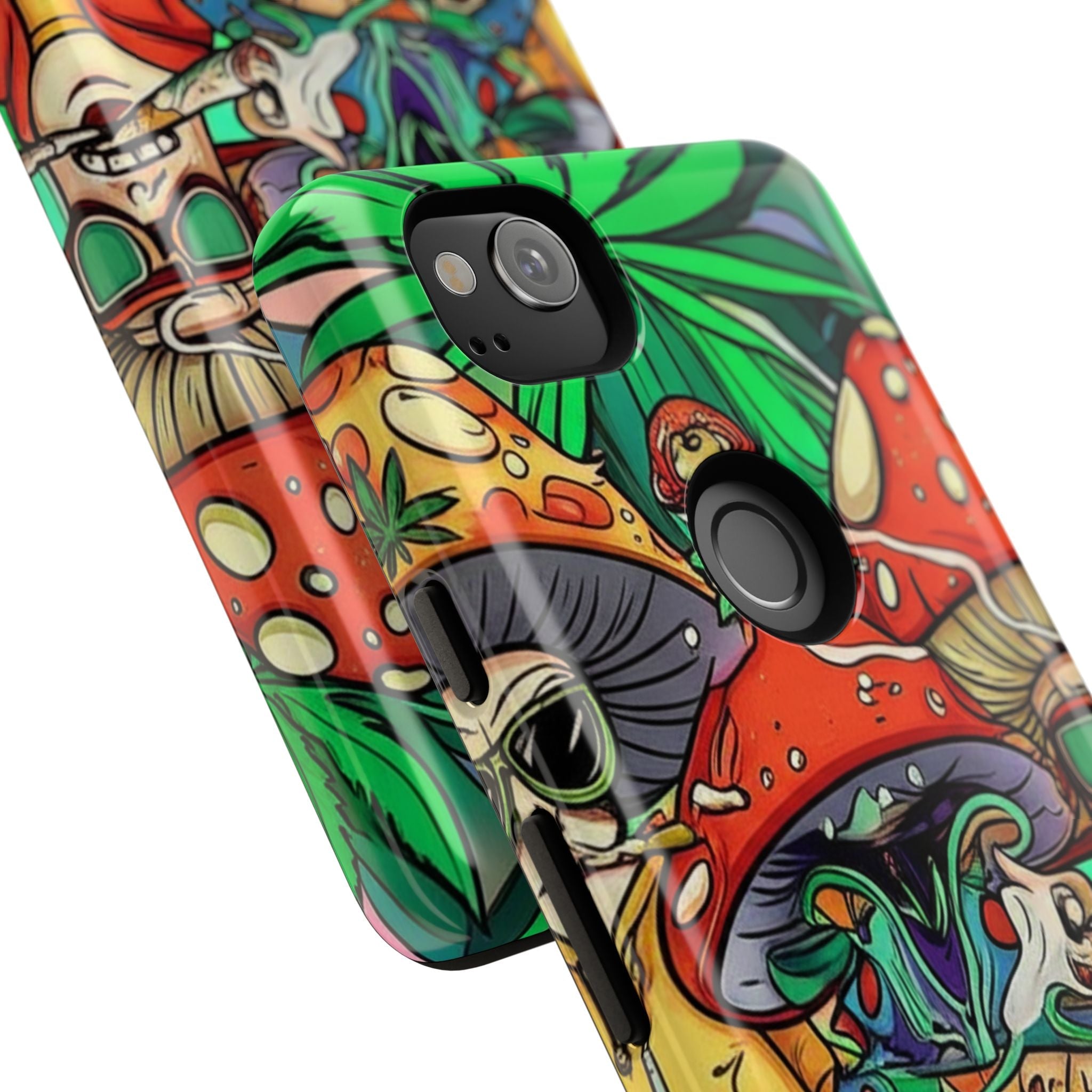 Vibrant Phone Case Featuring Funky Mushroom Art, Tough Cases, Trendy Accessories, Unique Gifts, Eclectic Style, Phone Protection Printify