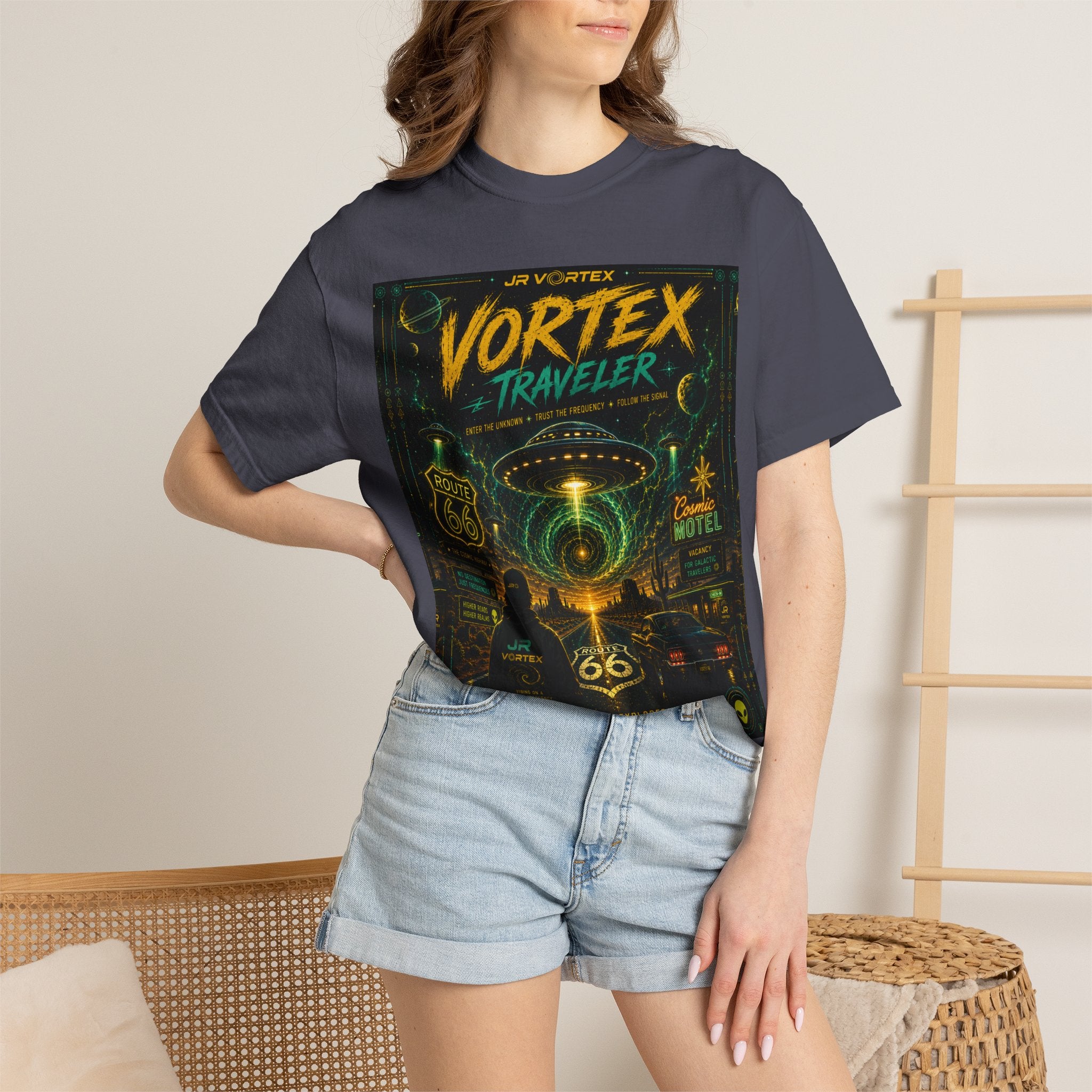 Vortex Traveler T-Shirt — Retro Sci‑Fi Roadtrip Graphic Tee