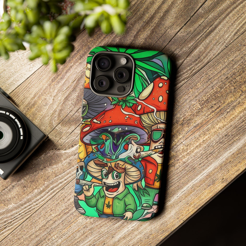 Vibrant Phone Case Featuring Funky Mushroom Art, Tough Cases, Trendy Accessories, Unique Gifts, Eclectic Style, Phone Protection Printify