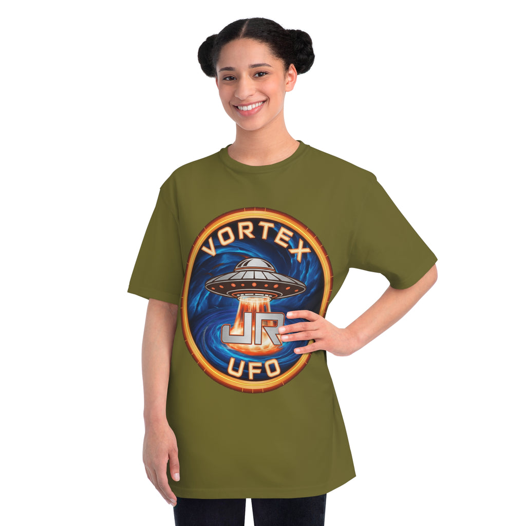 Vortex UFO JR Patch T‑Shirt — Retro UFO Badge Graphic Tee Printify