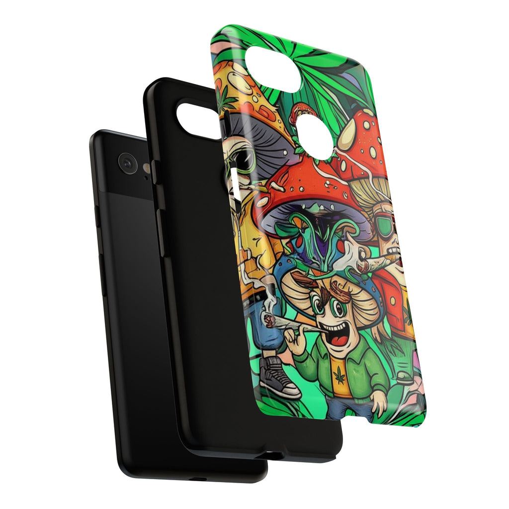Vibrant Phone Case Featuring Funky Mushroom Art, Tough Cases, Trendy Accessories, Unique Gifts, Eclectic Style, Phone Protection Printify