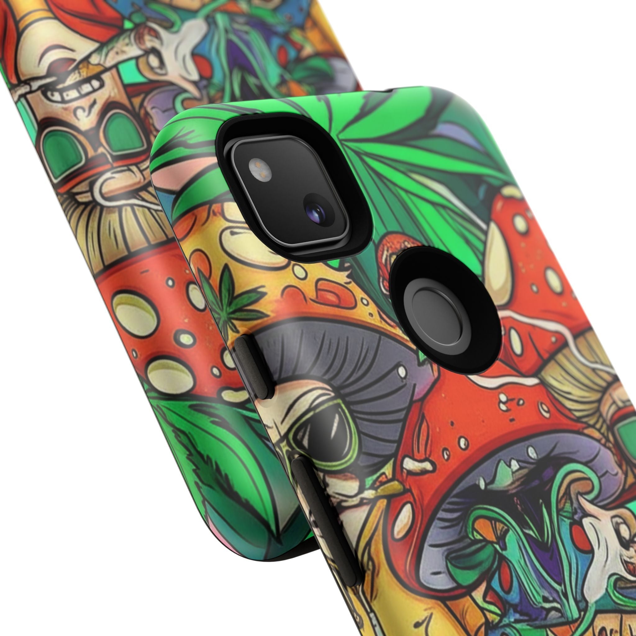 Vibrant Phone Case Featuring Funky Mushroom Art, Tough Cases, Trendy Accessories, Unique Gifts, Eclectic Style, Phone Protection Printify