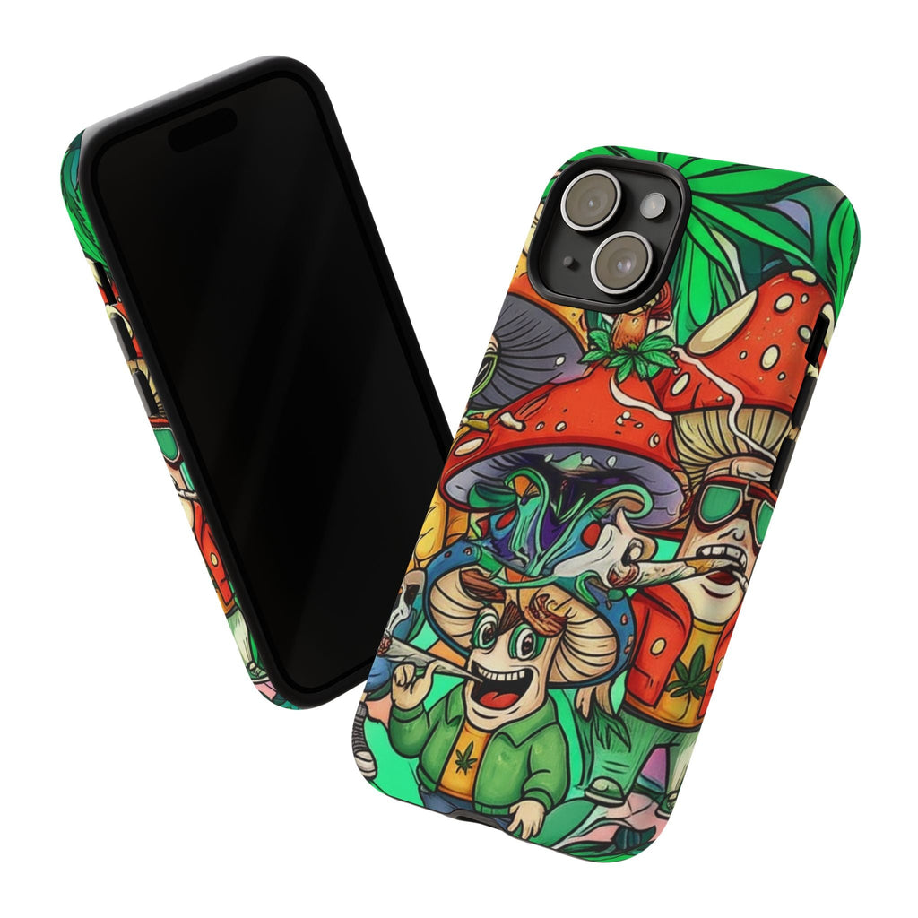Vibrant Phone Case Featuring Funky Mushroom Art, Tough Cases, Trendy Accessories, Unique Gifts, Eclectic Style, Phone Protection Printify