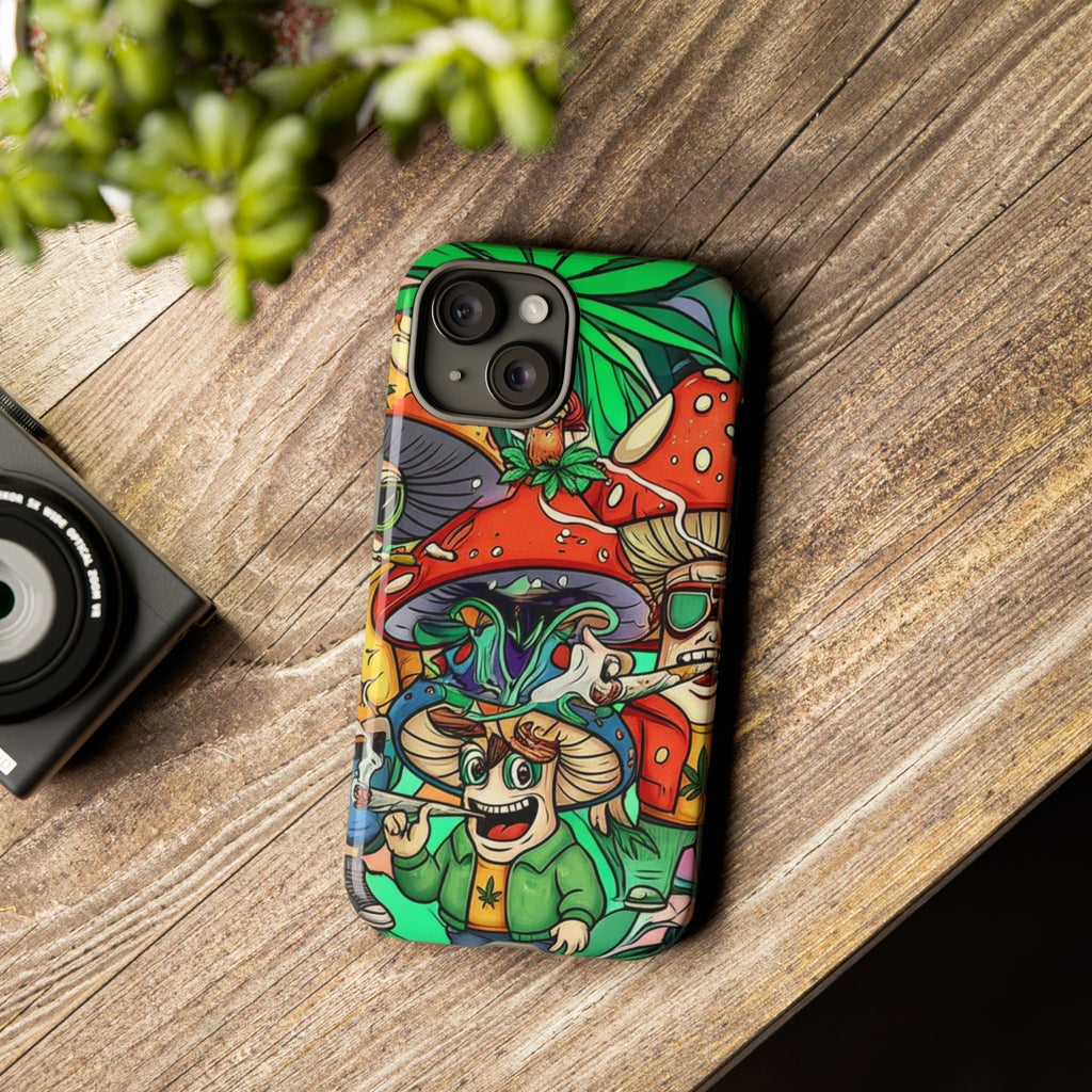Vibrant Phone Case Featuring Funky Mushroom Art, Tough Cases, Trendy Accessories, Unique Gifts, Eclectic Style, Phone Protection Printify