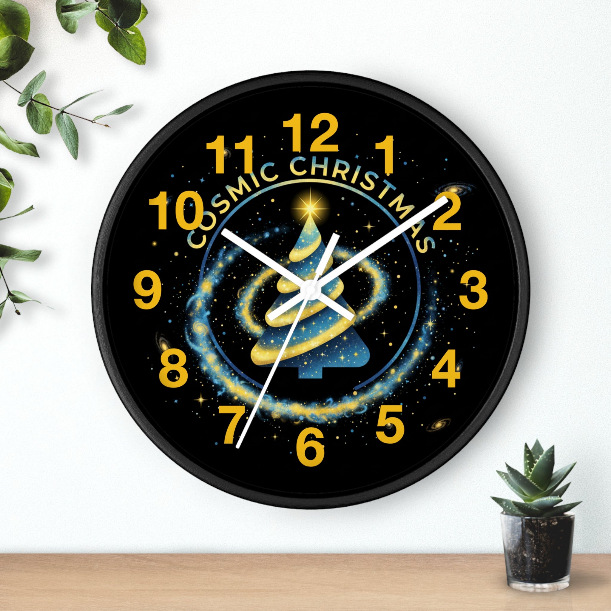Cosmic Christmas Wall Clock — Glowing Galaxy Tree Holiday Decor❄️