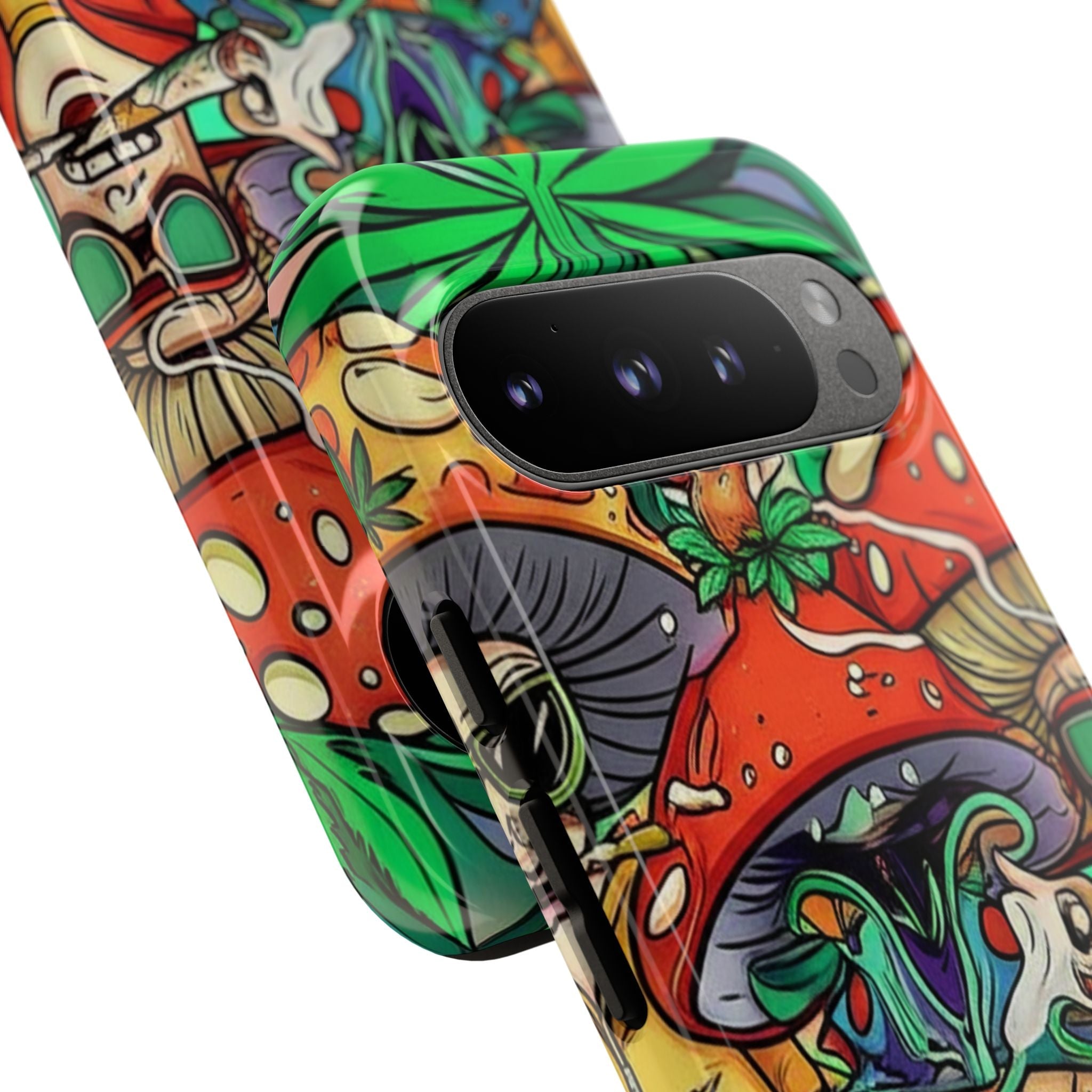 Vibrant Phone Case Featuring Funky Mushroom Art, Tough Cases, Trendy Accessories, Unique Gifts, Eclectic Style, Phone Protection Printify