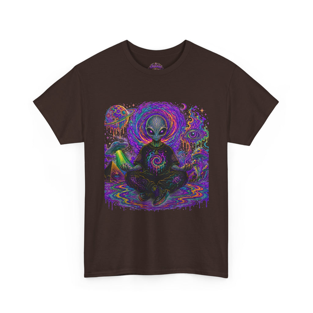 Alien Meditation T-Shirt — Psychedelic Cosmic Yoga Graphic Tee
