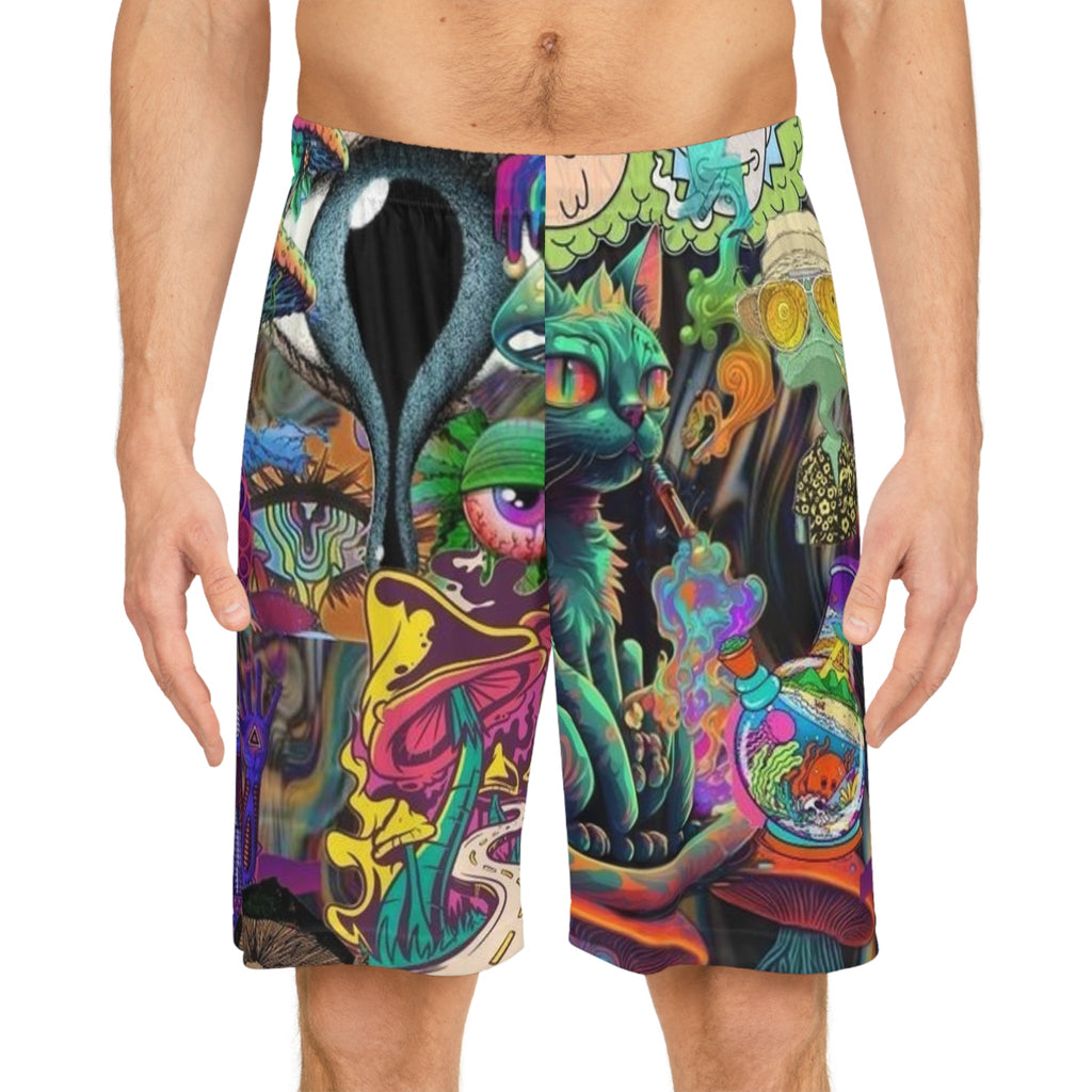 Psychedelic Basketball Shorts - Vibrant Design for Active Lifestyle🍄 Printify