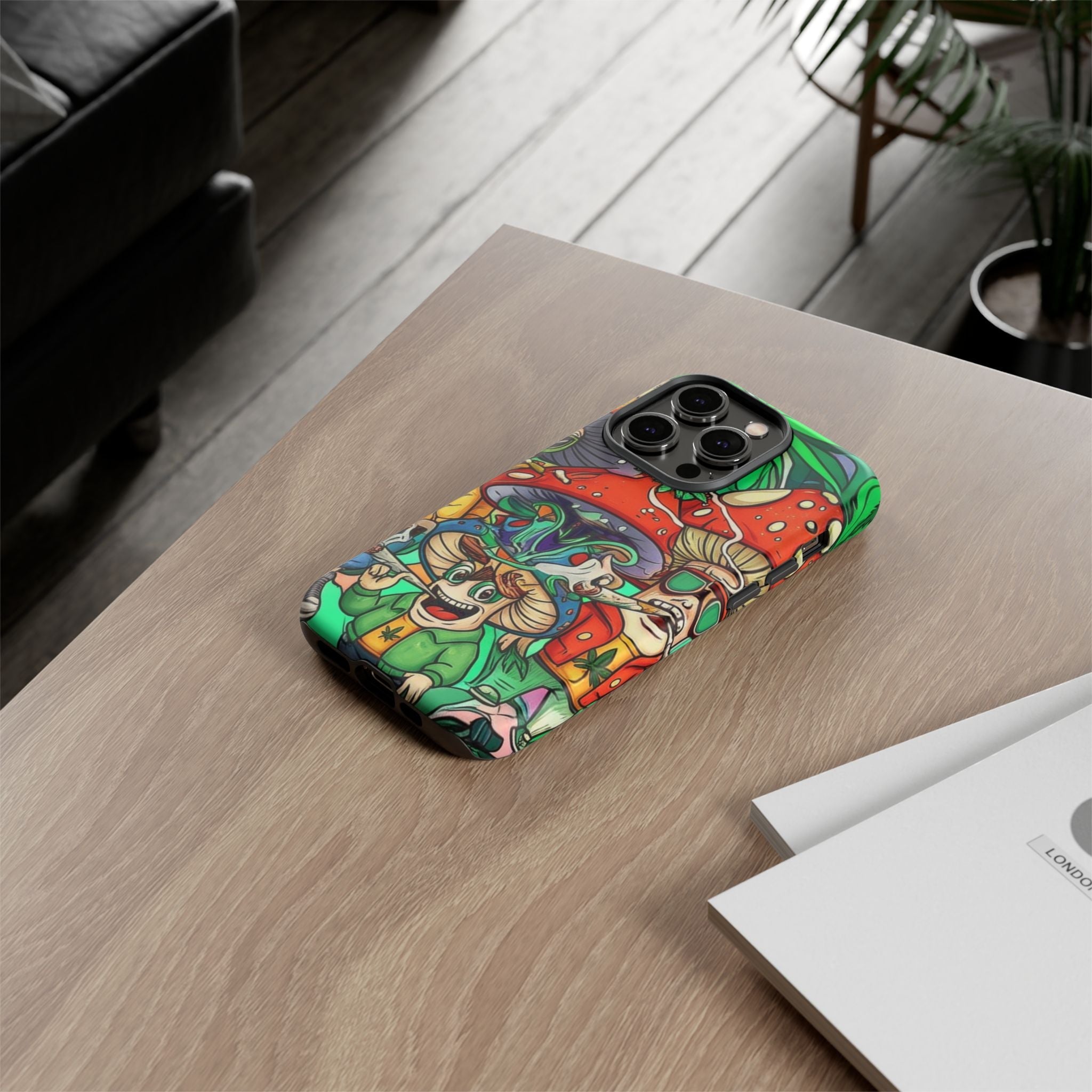 Vibrant Phone Case Featuring Funky Mushroom Art, Tough Cases, Trendy Accessories, Unique Gifts, Eclectic Style, Phone Protection Printify