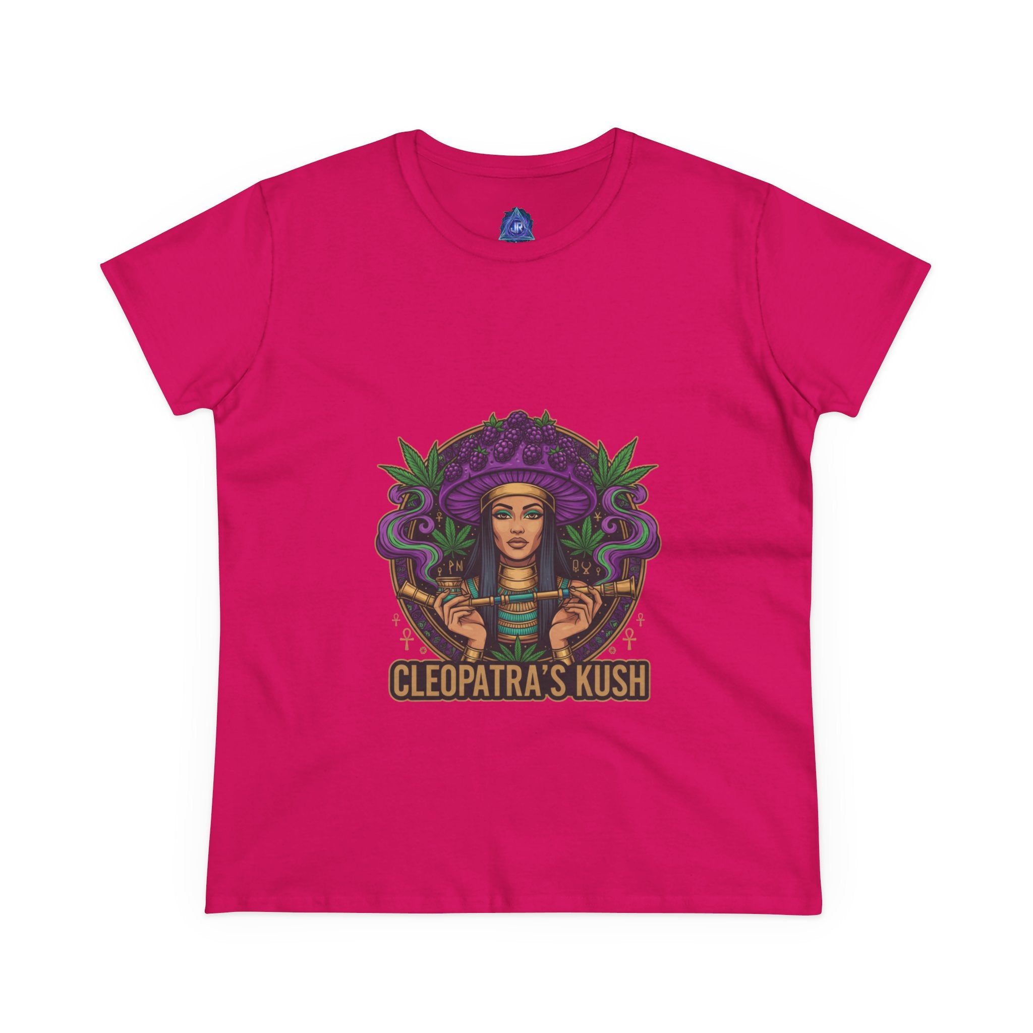 Cleopatra's Kush Women's Midweight Cotton Tee - Stylish Cannabis-Inspired T-Shirt