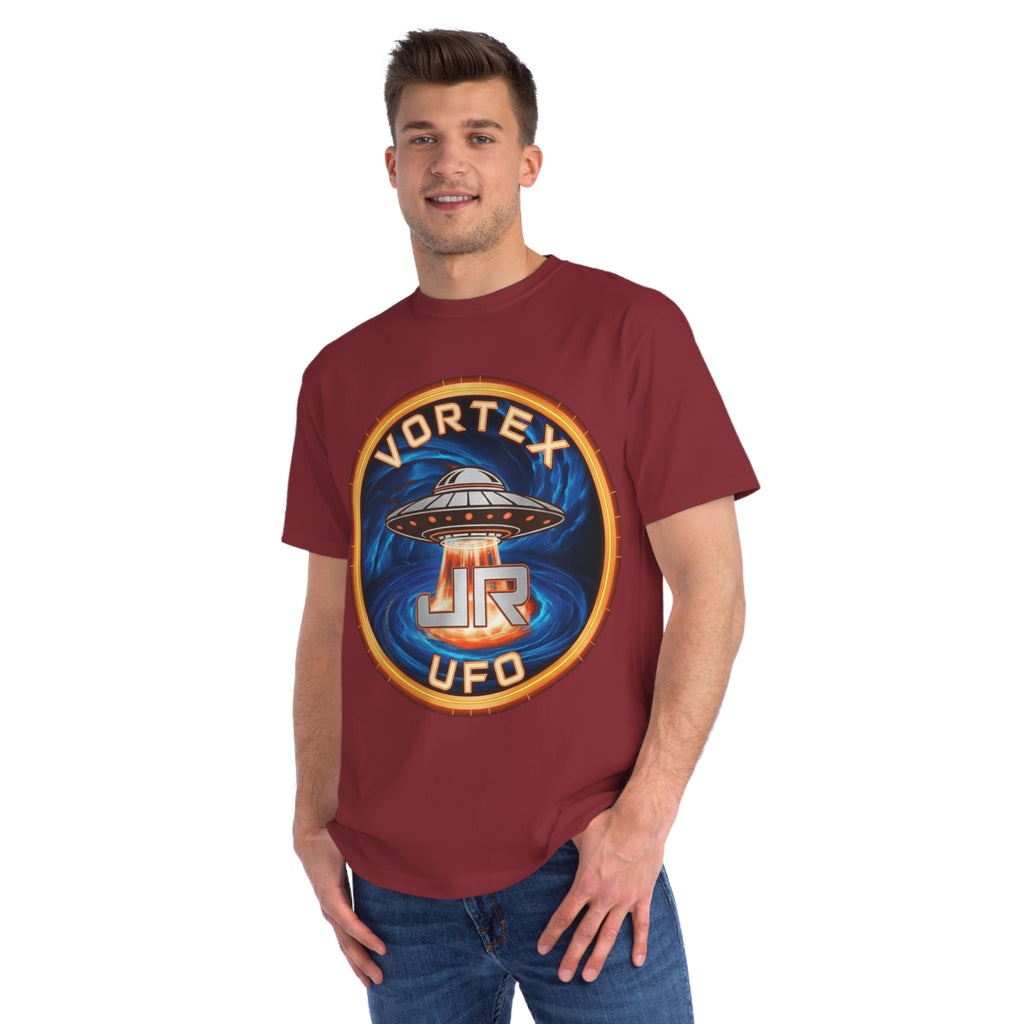 Vortex UFO JR Patch T‑Shirt — Retro UFO Badge Graphic Tee Printify