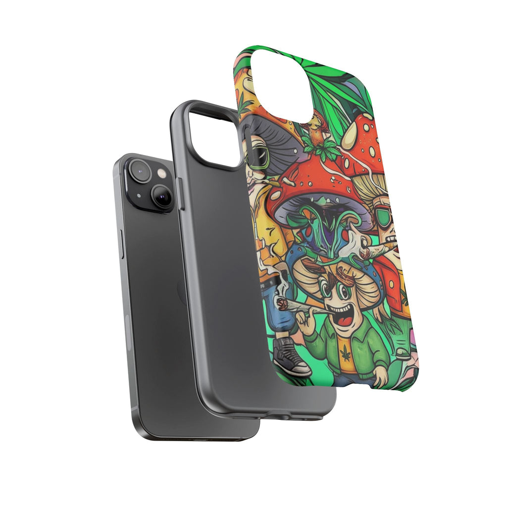 Vibrant Phone Case Featuring Funky Mushroom Art, Tough Cases, Trendy Accessories, Unique Gifts, Eclectic Style, Phone Protection Printify