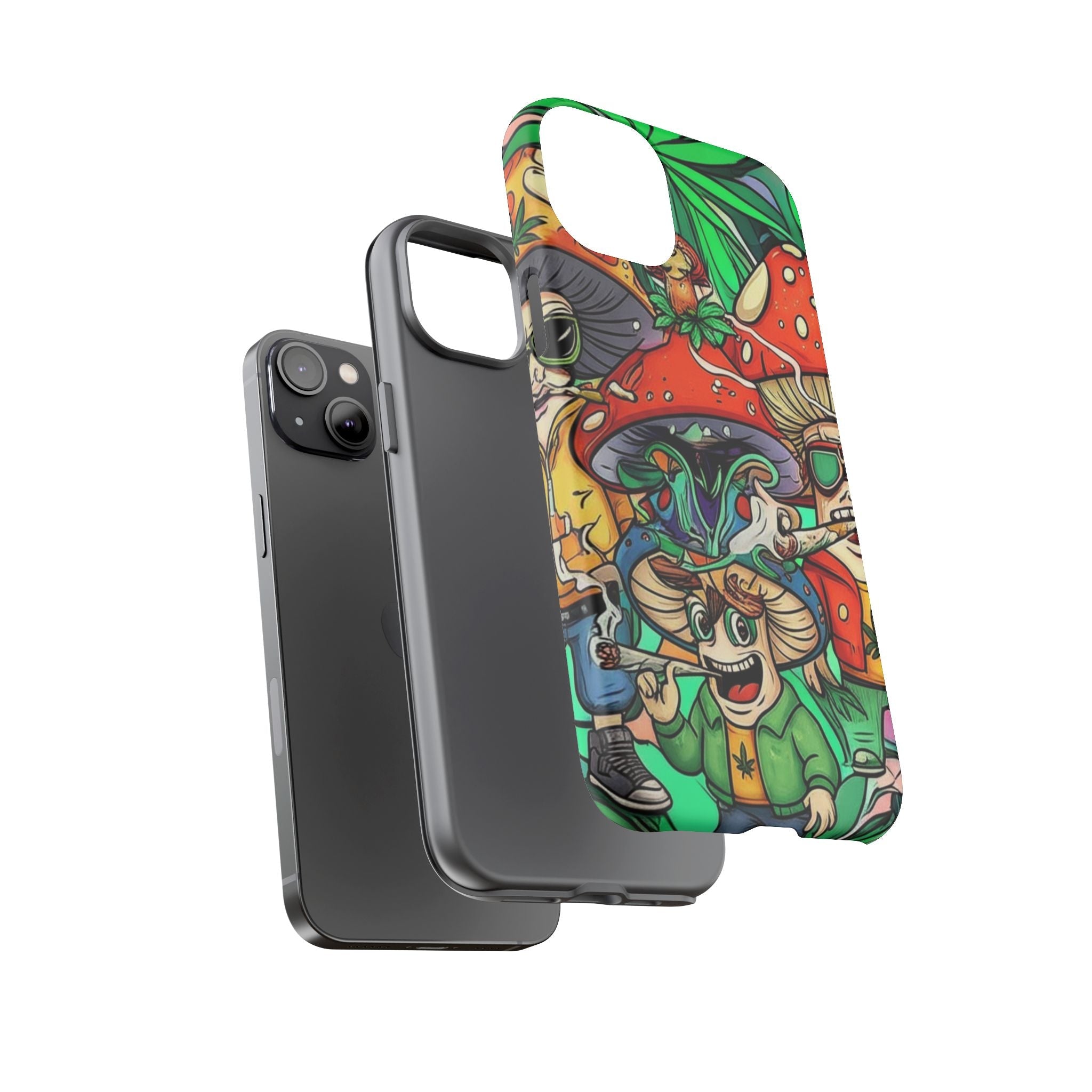 Vibrant Phone Case Featuring Funky Mushroom Art, Tough Cases, Trendy Accessories, Unique Gifts, Eclectic Style, Phone Protection Printify