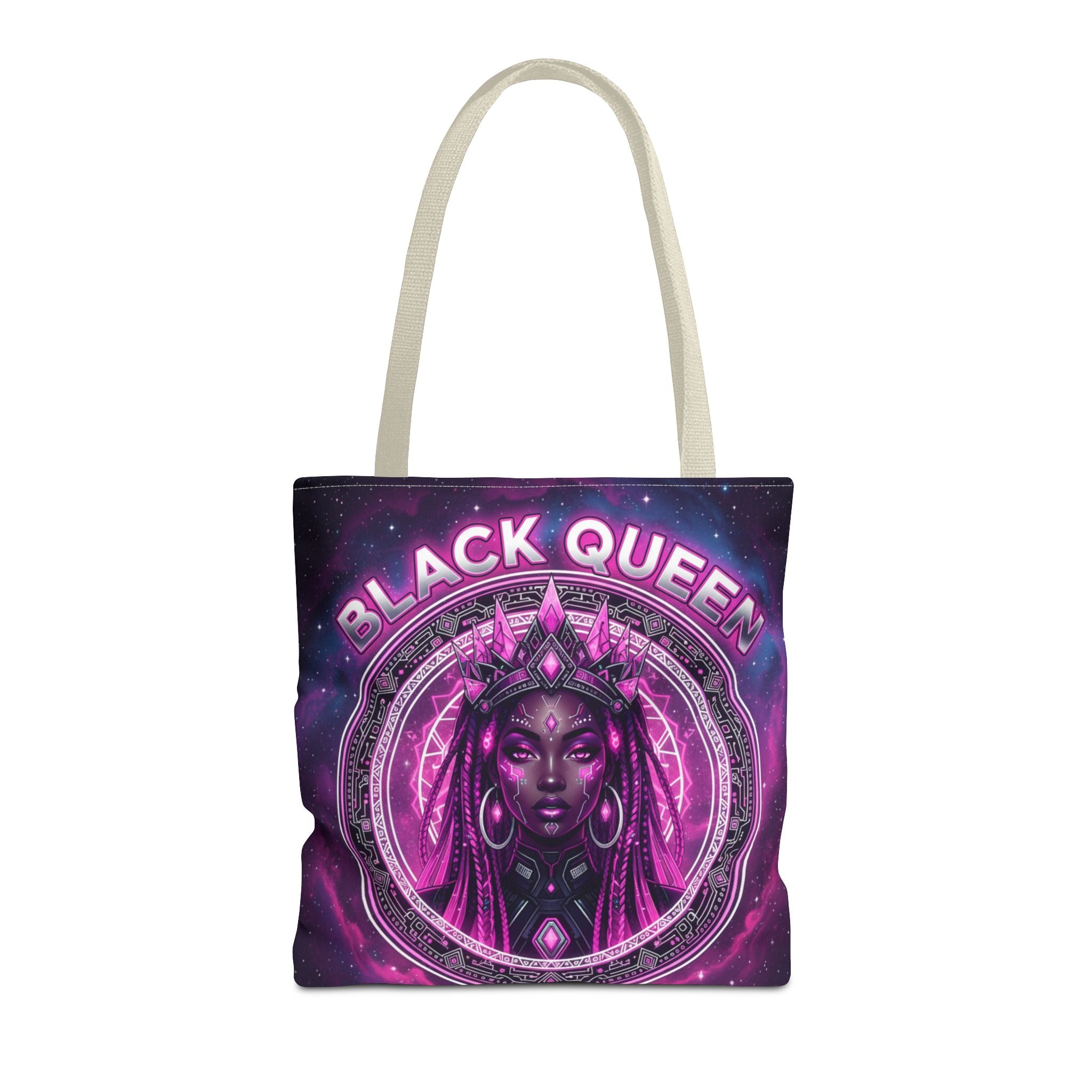 Black Queen Art Tote Bag — Afrocentric Cosmic Portrait Tote🎁🎁
