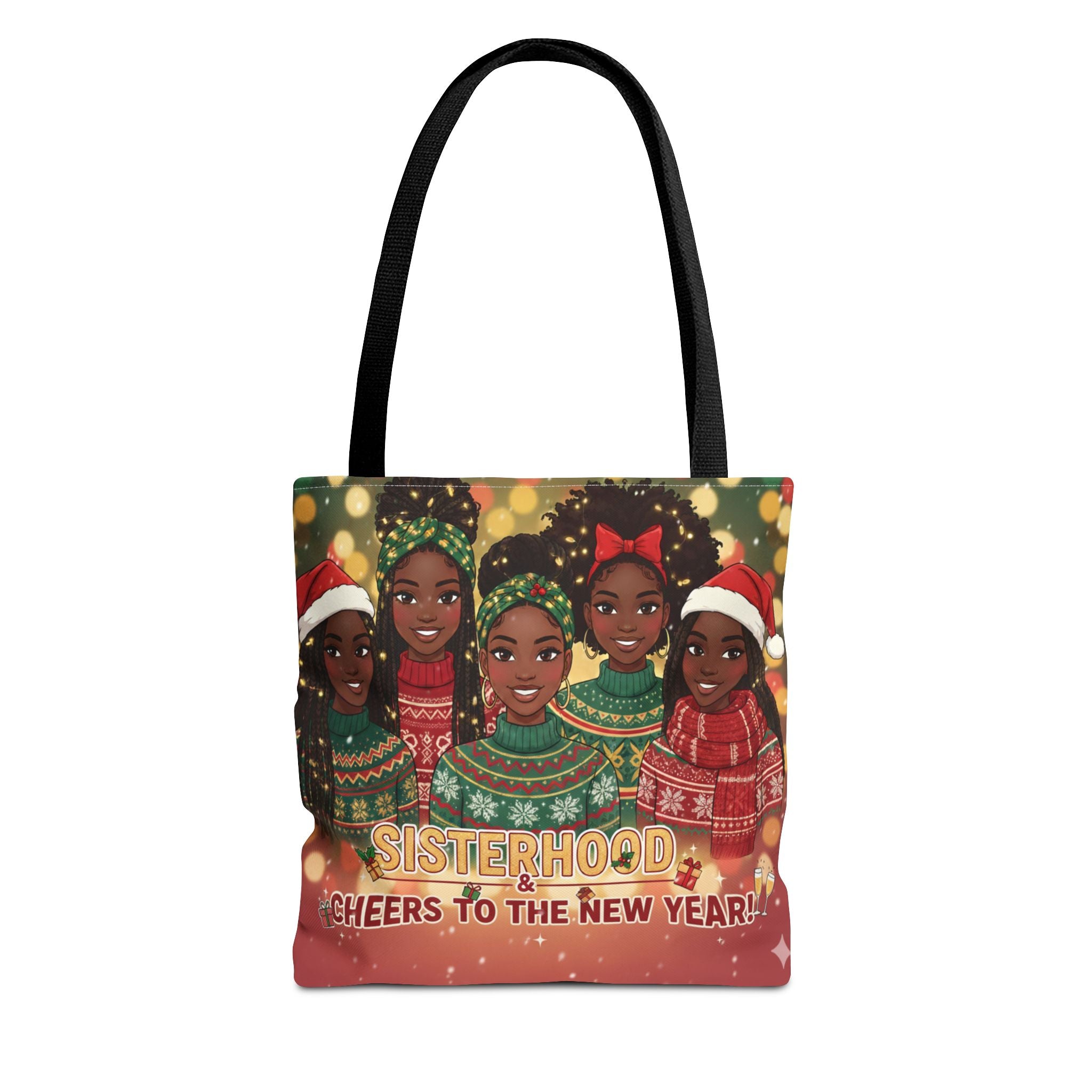 Sisterhood Holiday Tote Bag — “Cheers to the New Year!” Christmas Market Bag