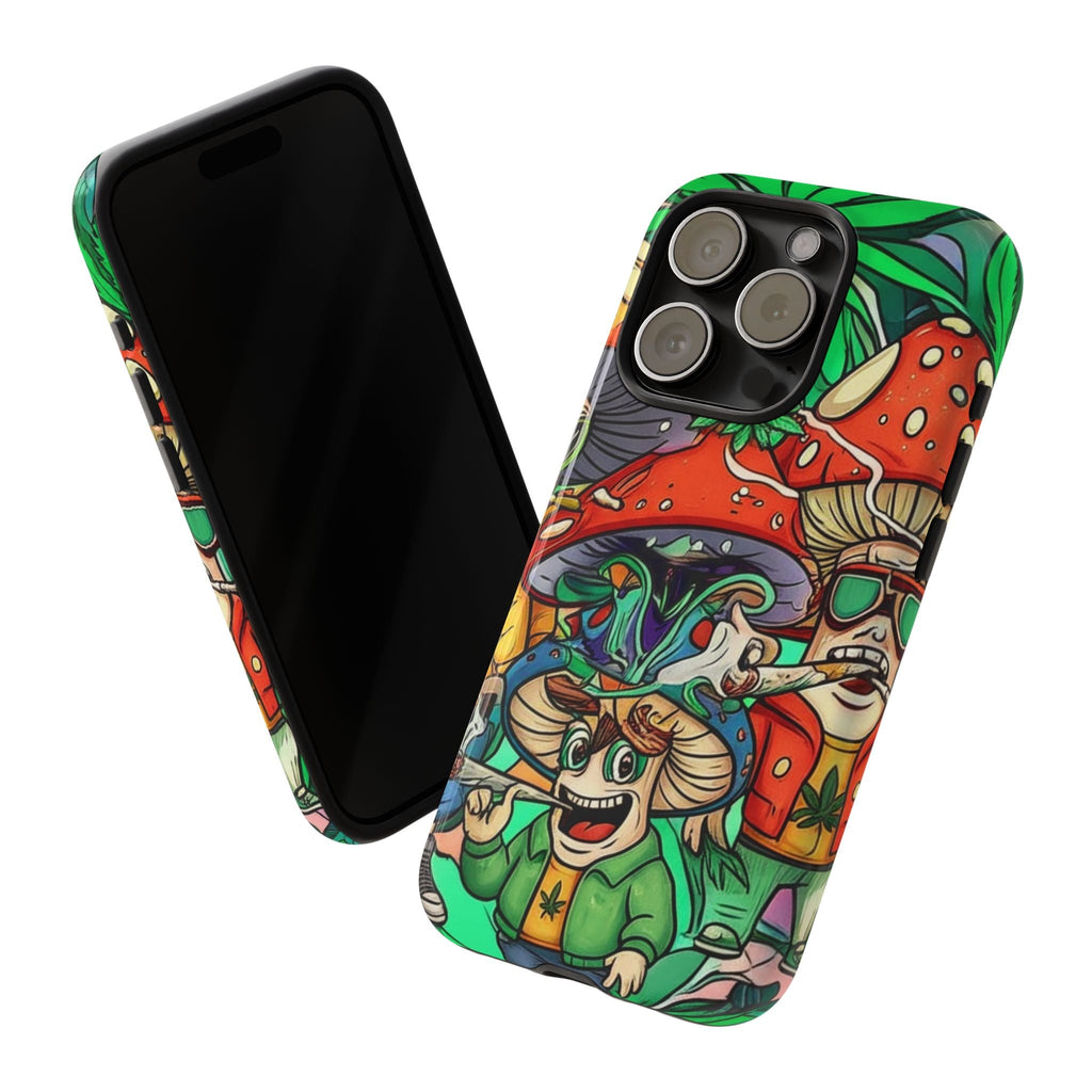Vibrant Phone Case Featuring Funky Mushroom Art, Tough Cases, Trendy Accessories, Unique Gifts, Eclectic Style, Phone Protection Printify