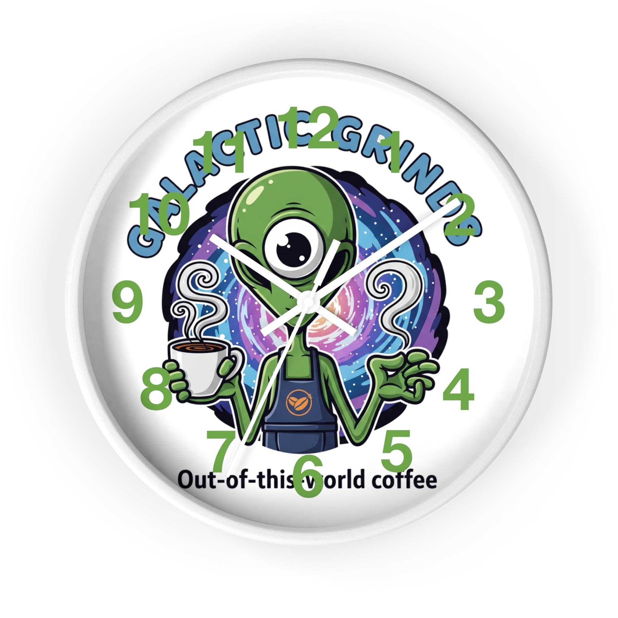 Out-of-This-World Alien Wall Clock | Galactic Grinds Decor | Fun Unique Timepiece for Coffee Lovers | Playful Gift Idea | Space Theme Home☕️